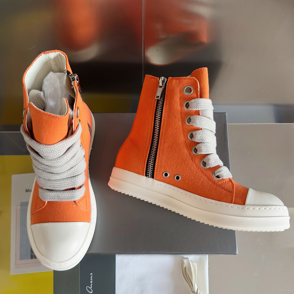 Rick Owens DRKSHDW Ramones High 'Orange Milk' - FashionPlug