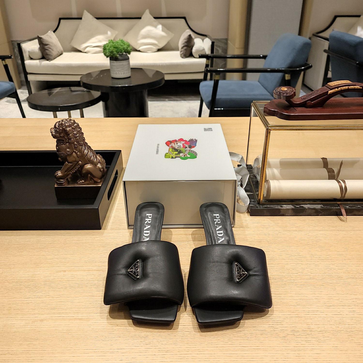 Prada Soft Padded Nappa Sandals - FashionPlug