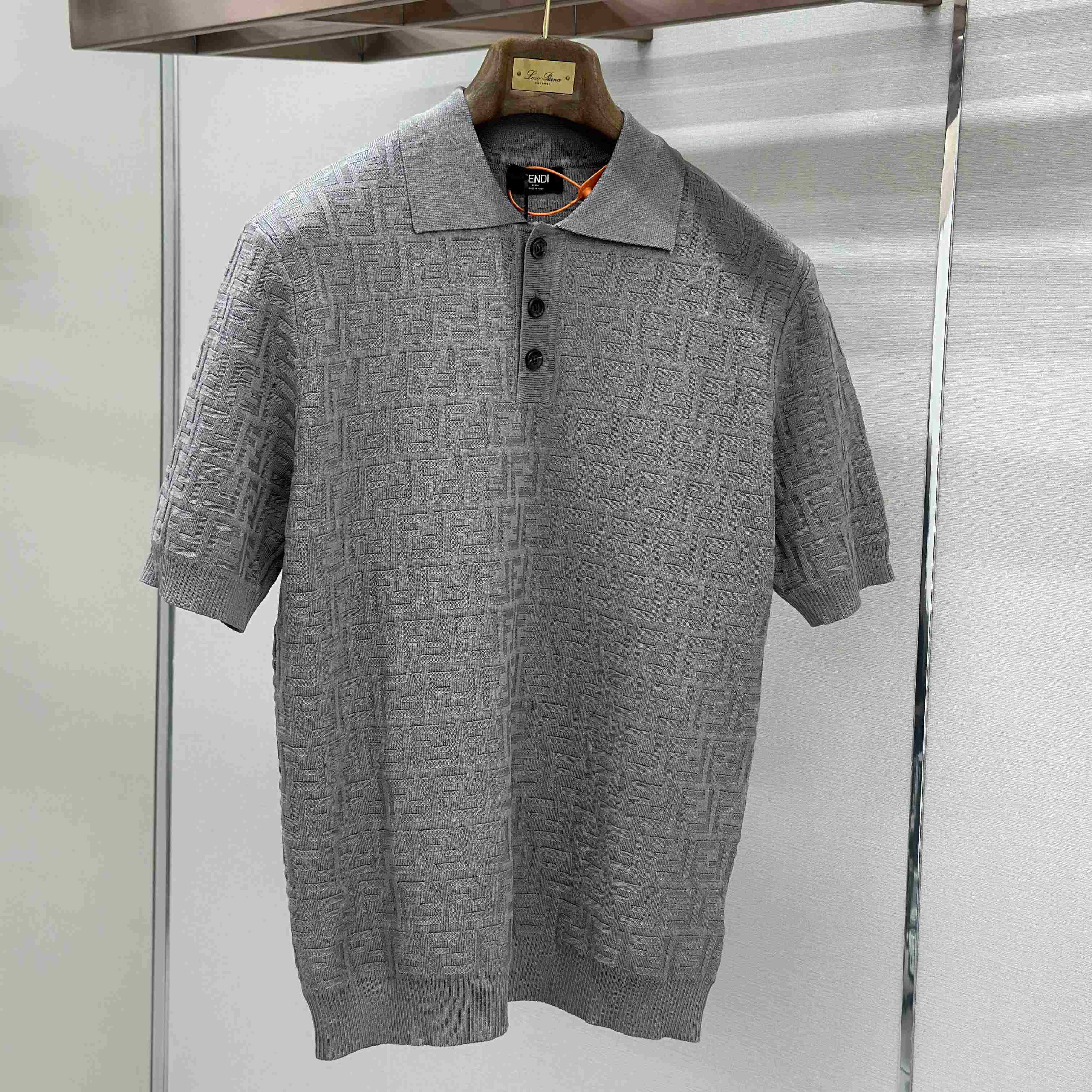 Fendi  Grey FF Cotton Polo Shirt  - FashionPlug