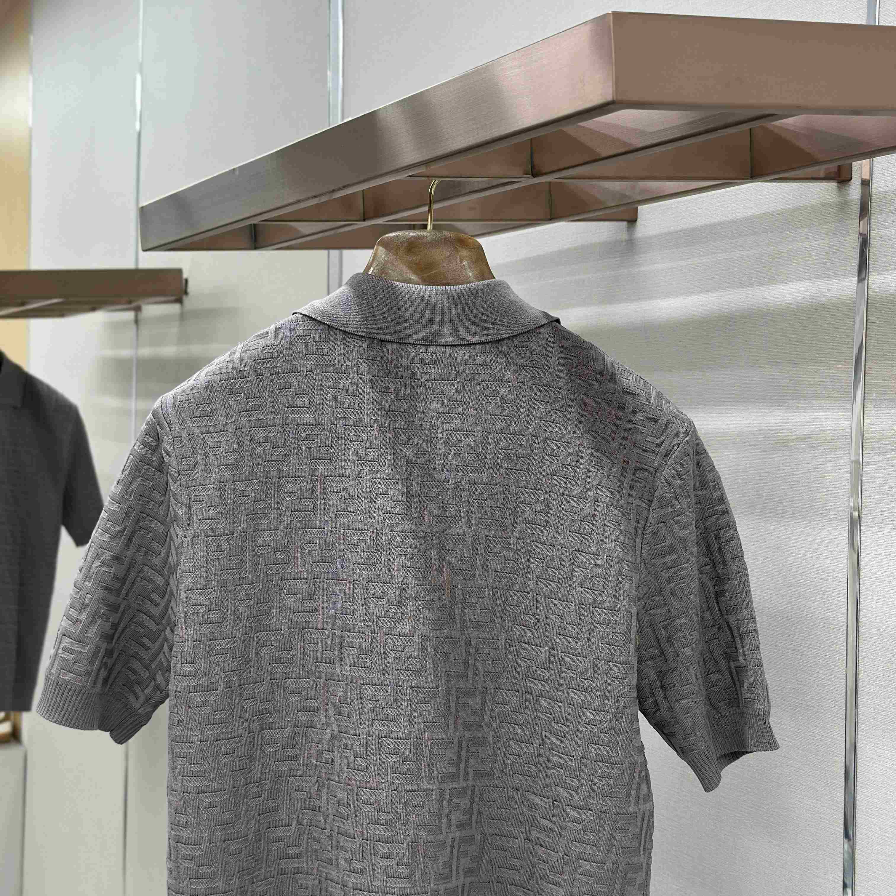 Fendi  Grey FF Cotton Polo Shirt  - FashionPlug