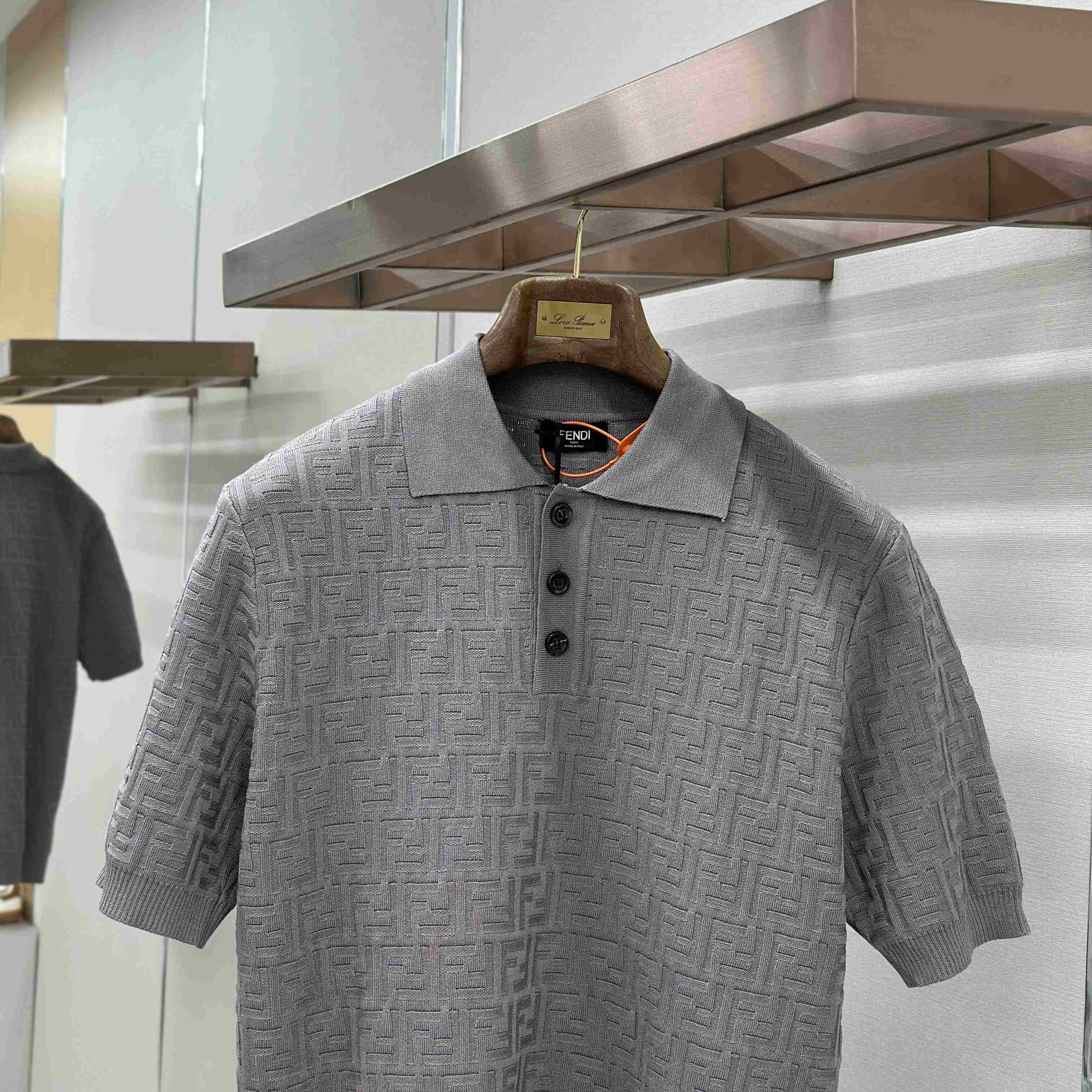 Fendi  Grey FF Cotton Polo Shirt  - FashionPlug