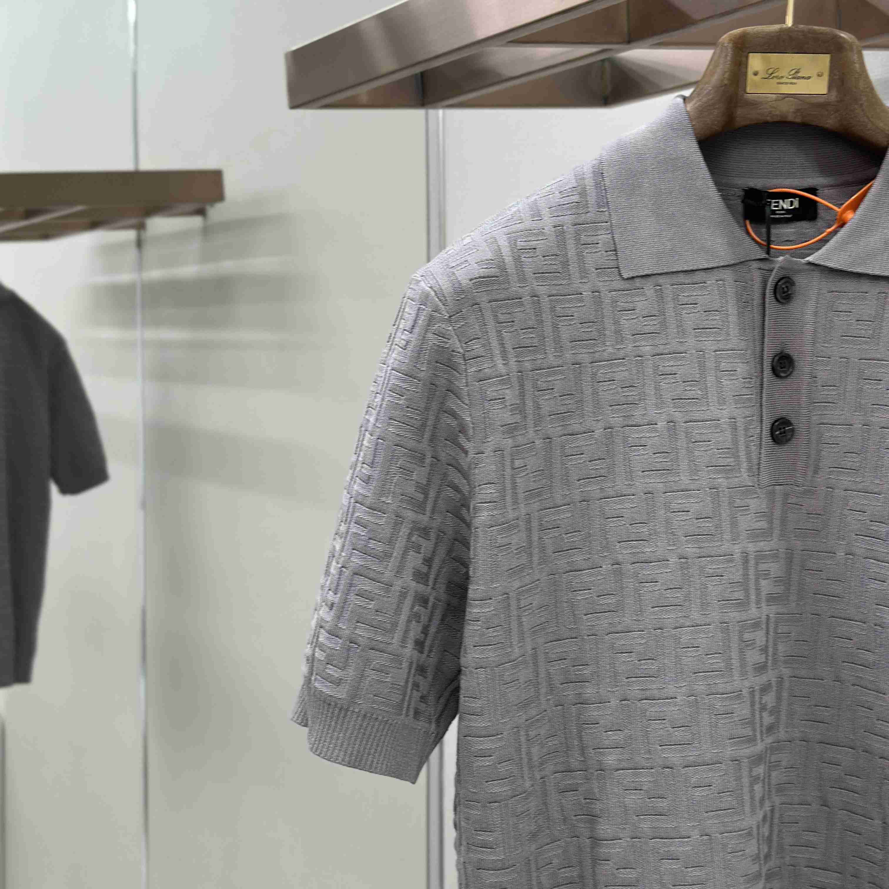 Fendi  Grey FF Cotton Polo Shirt  - FashionPlug