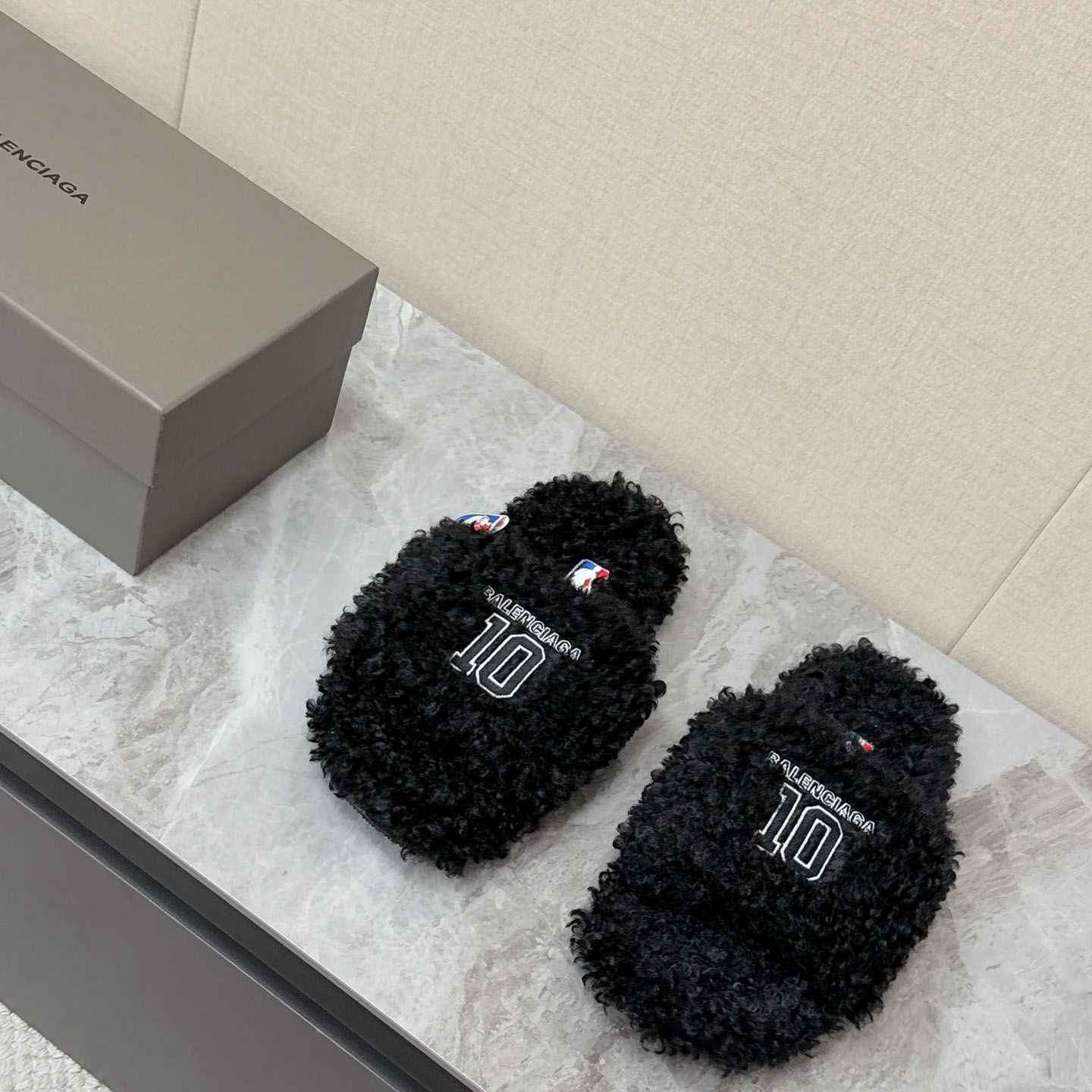 Balenciaga | Nba Collaboration Furry Open Mule - FashionPlug