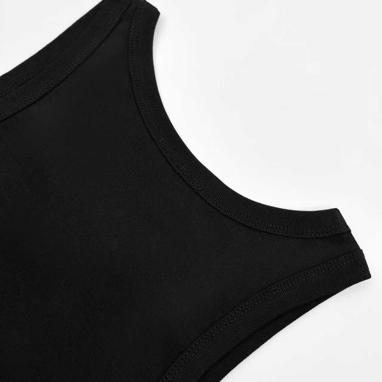Prada Men's Black Logo Plaque Tank Top - FashionPlug
