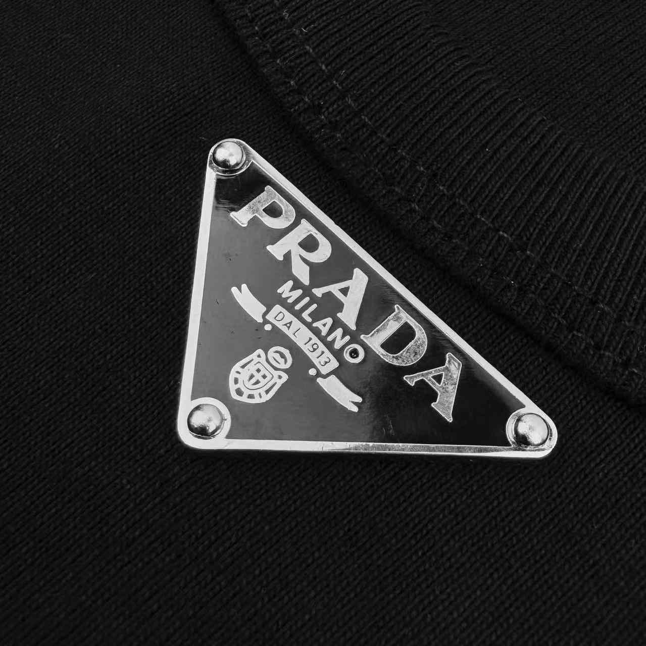 Prada Men's Black Logo Plaque Tank Top - FashionPlug