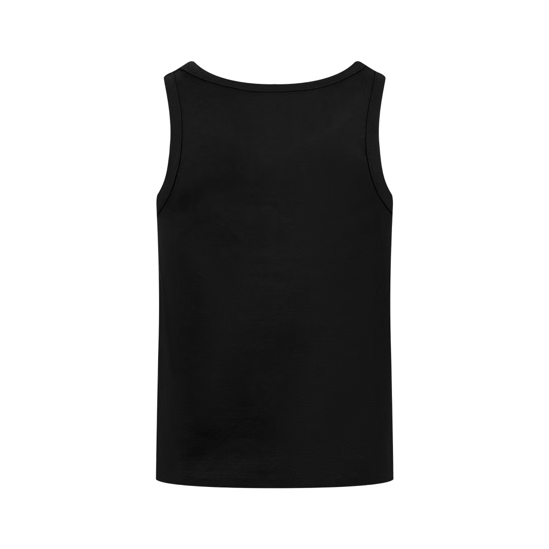 Prada Men's Black Logo Plaque Tank Top - FashionPlug