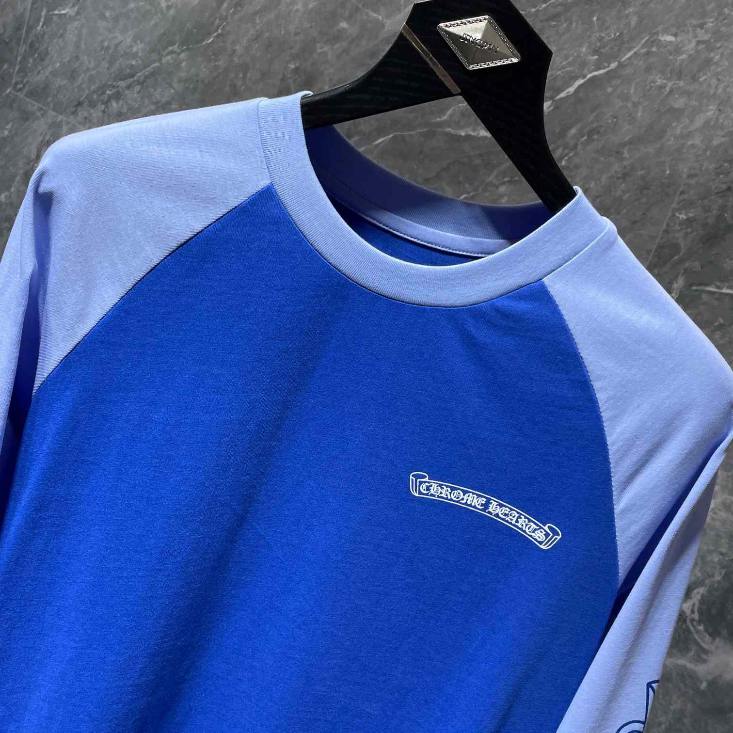 Chrome Hearts Horseshoe Baseball Shirt Blue - FashionPlug