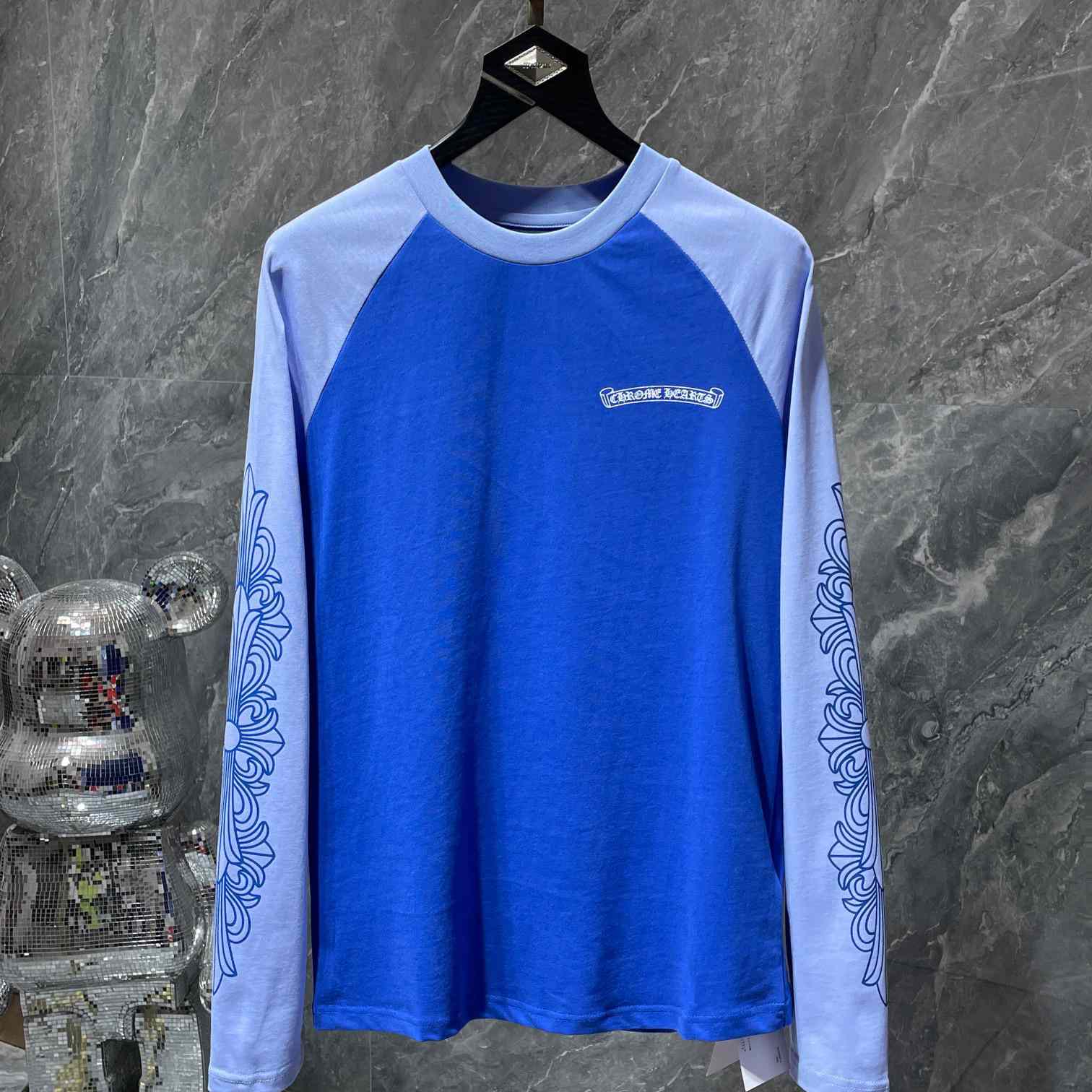 Chrome Hearts Horseshoe Baseball Shirt Blue - FashionPlug