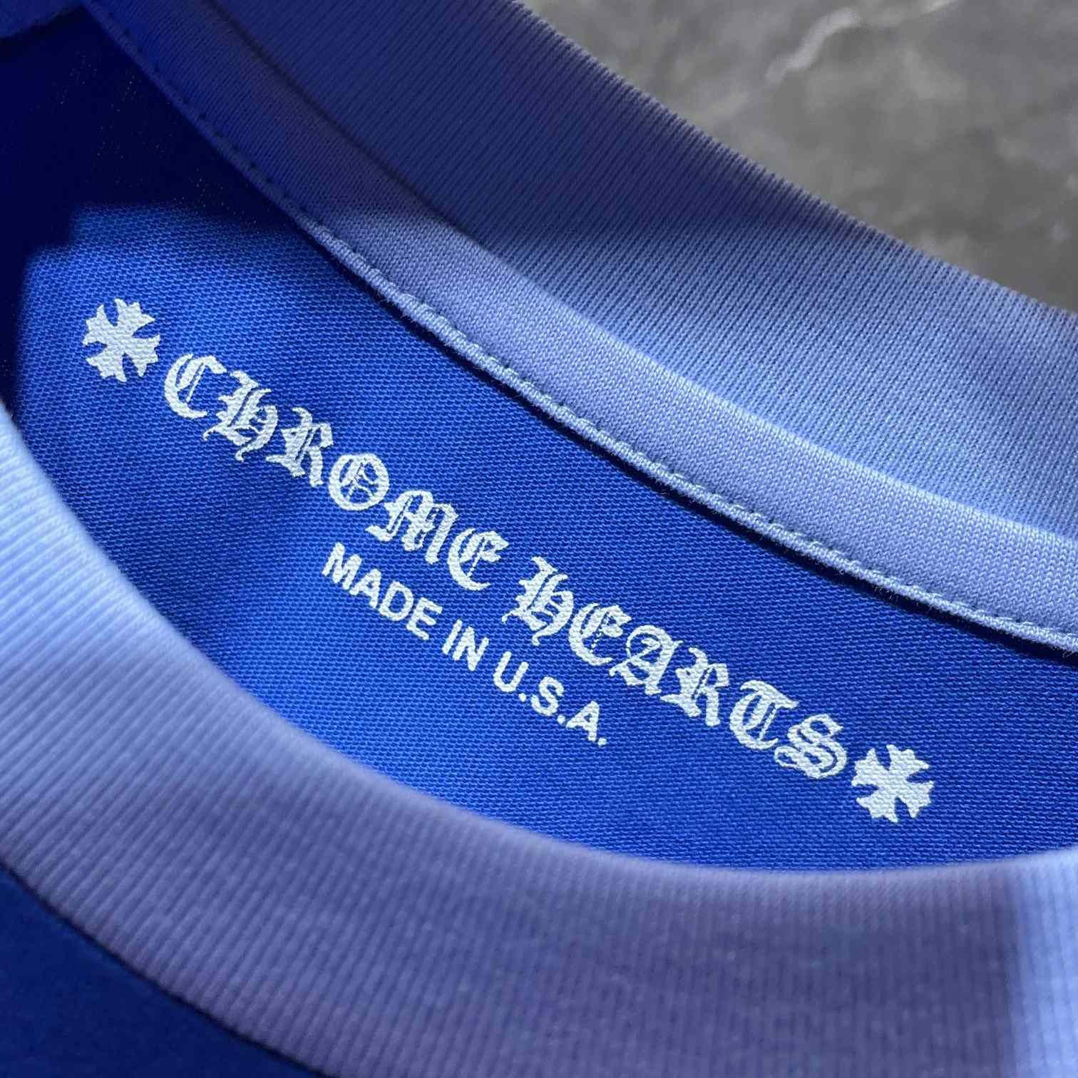 Chrome Hearts Horseshoe Baseball Shirt Blue - FashionPlug