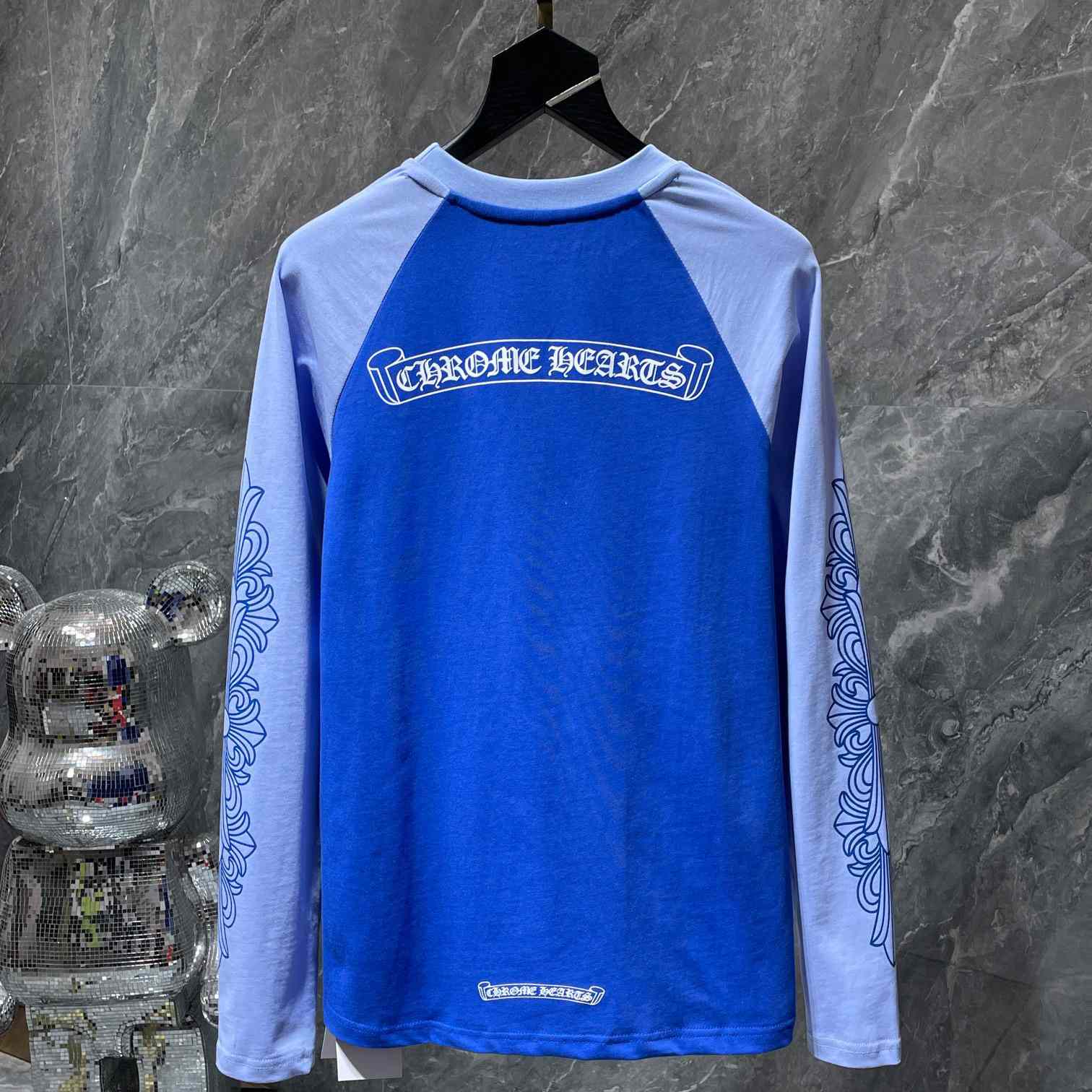 Chrome Hearts Horseshoe Baseball Shirt Blue - FashionPlug