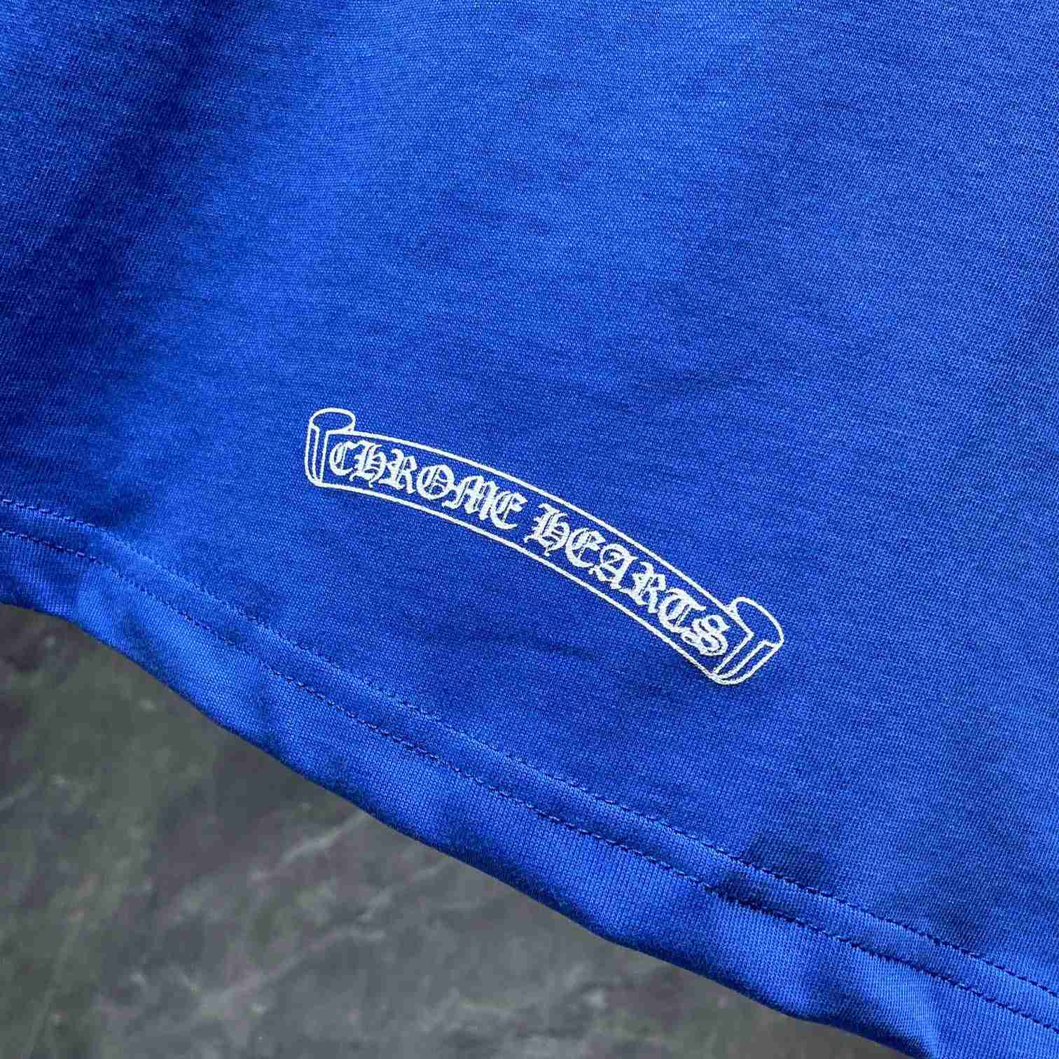 Chrome Hearts Horseshoe Baseball Shirt Blue - FashionPlug