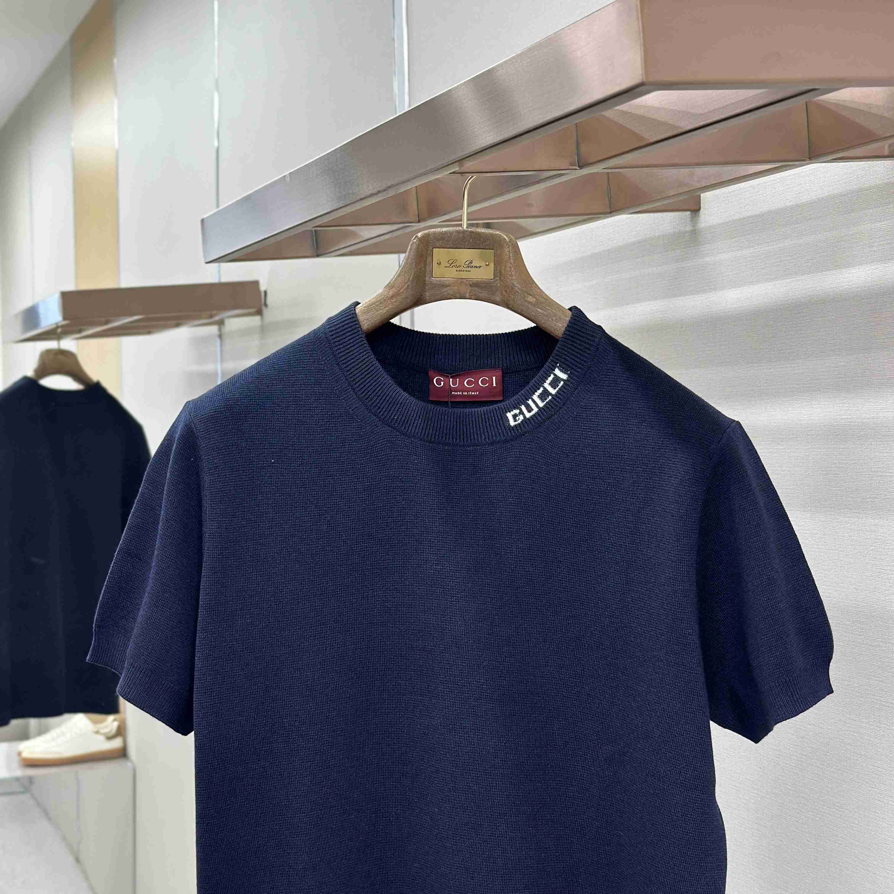 Gucci Silk Cotton Knit T-shirt With Intarsia - FashionPlug