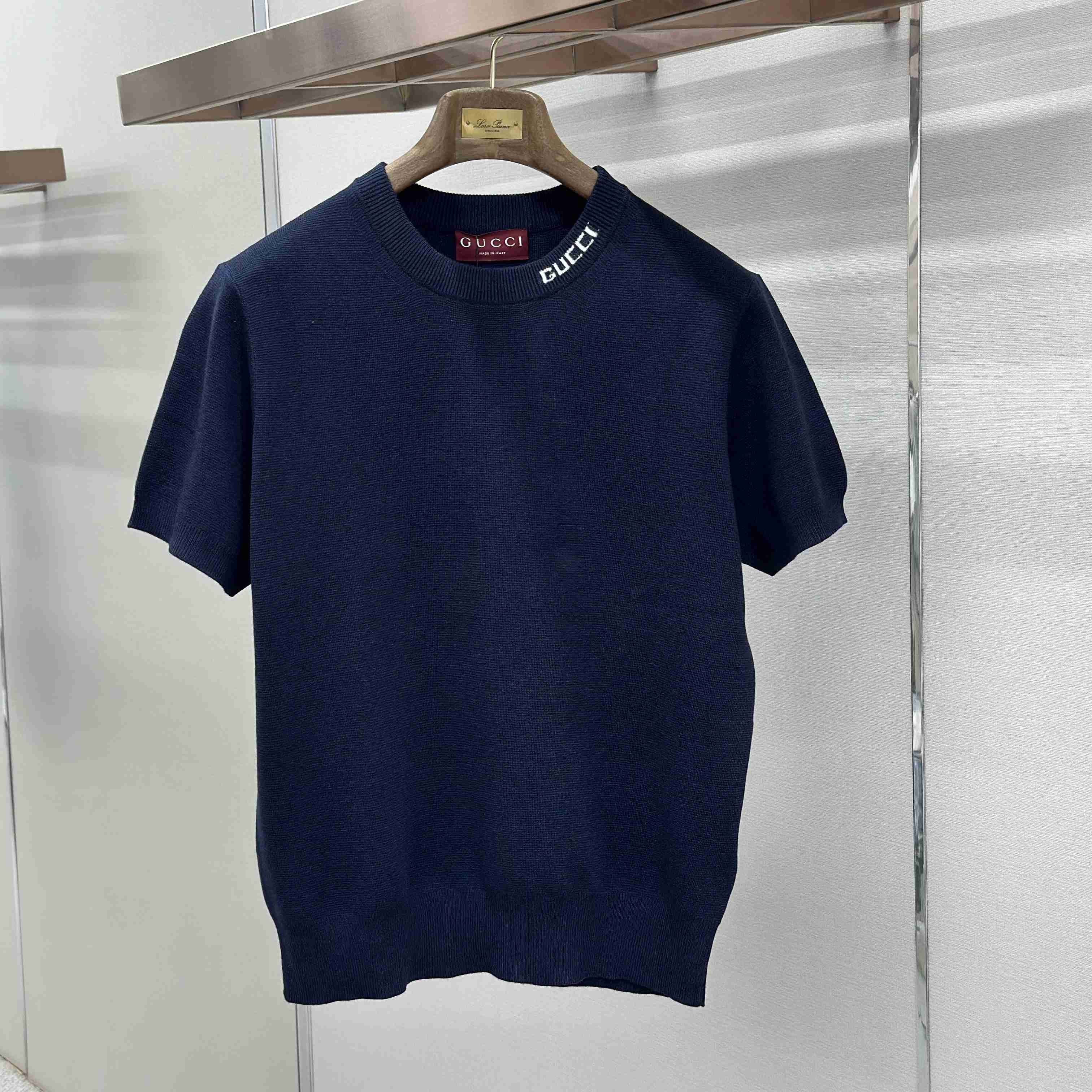 Gucci Silk Cotton Knit T-shirt With Intarsia - FashionPlug