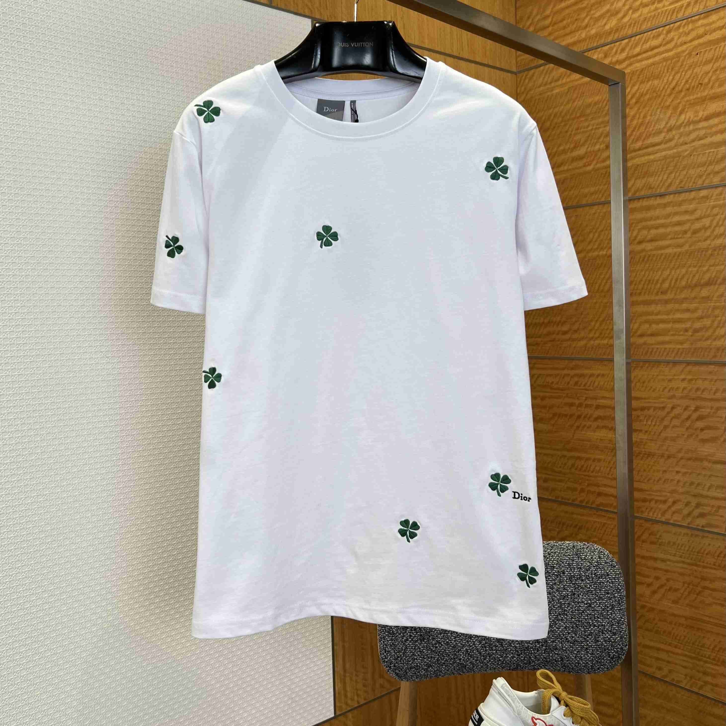 Dior T-Shirt with Dior Clover Embroidery - FashionPlug