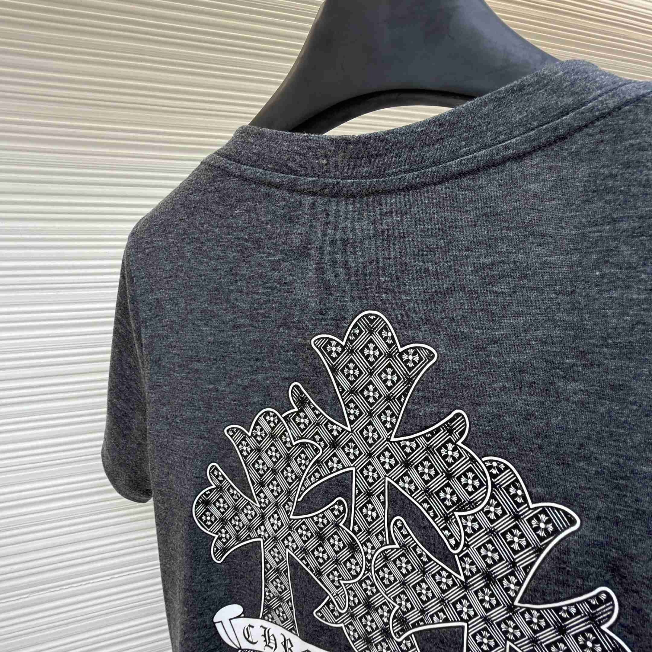 Chrome Hearts V Neck Cemetery Cross T-Shirt - FashionPlug