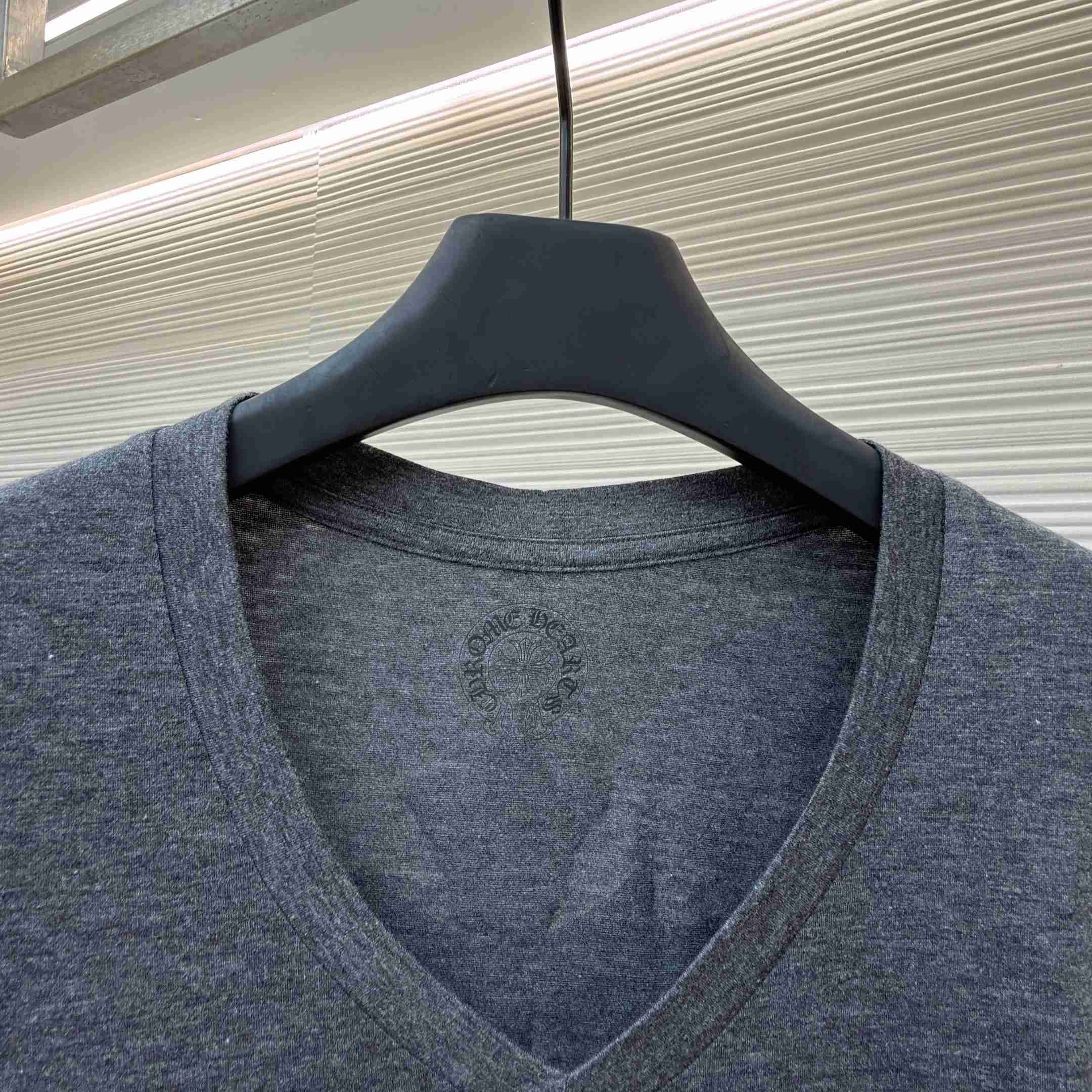 Chrome Hearts V Neck Cemetery Cross T-Shirt - FashionPlug