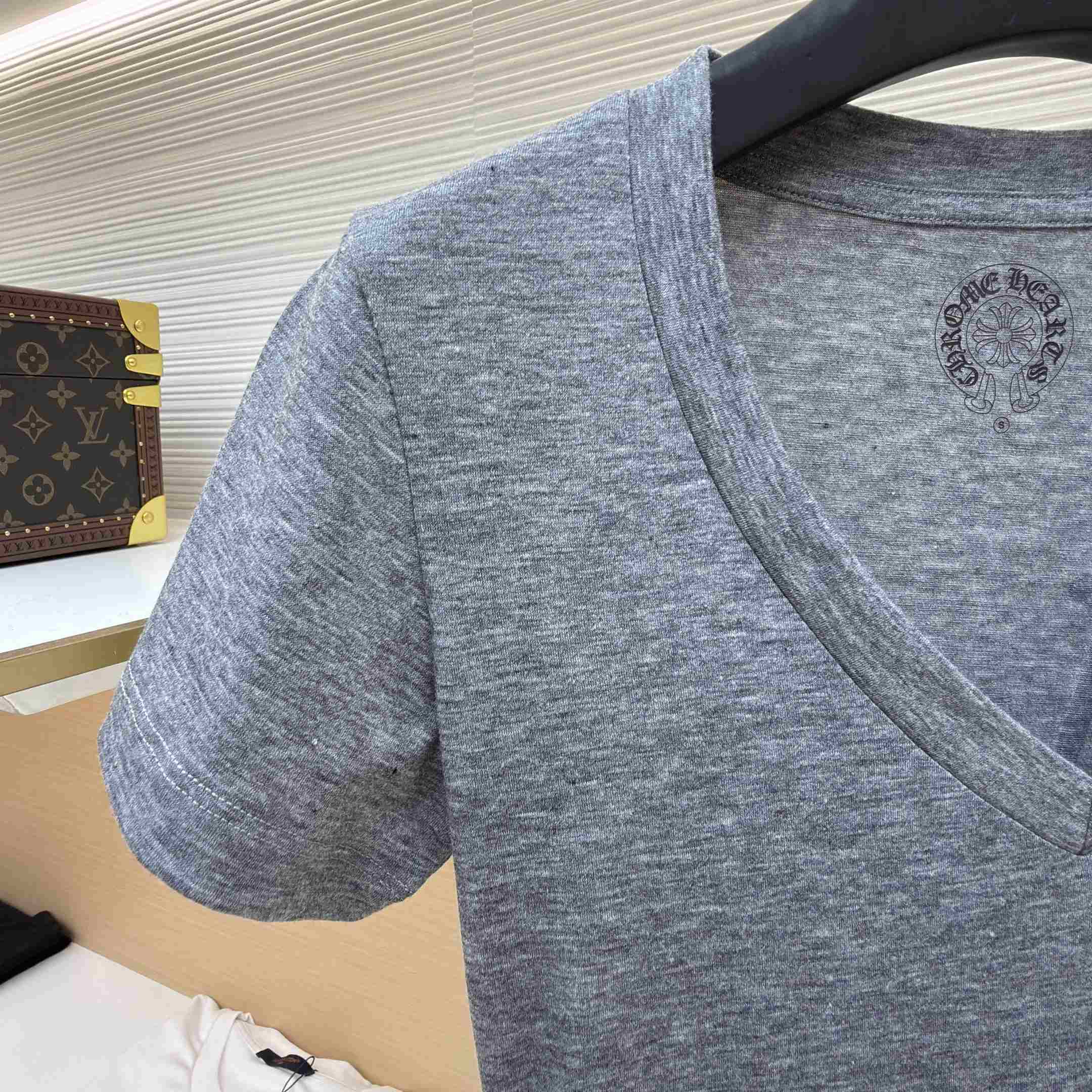 Chrome Hearts V Neck  T-Shirt 'Grey' - FashionPlug