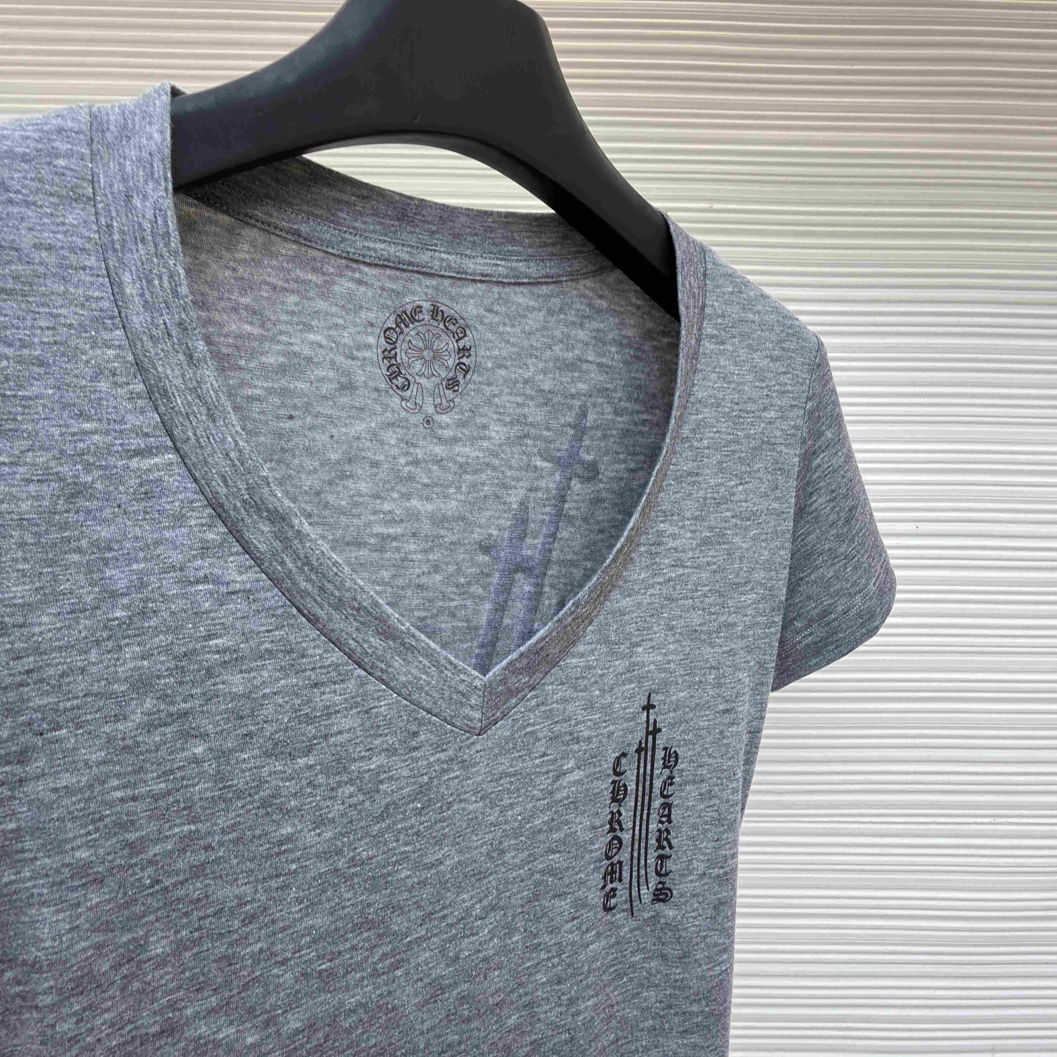 Chrome Hearts V Neck  T-Shirt 'Grey' - FashionPlug