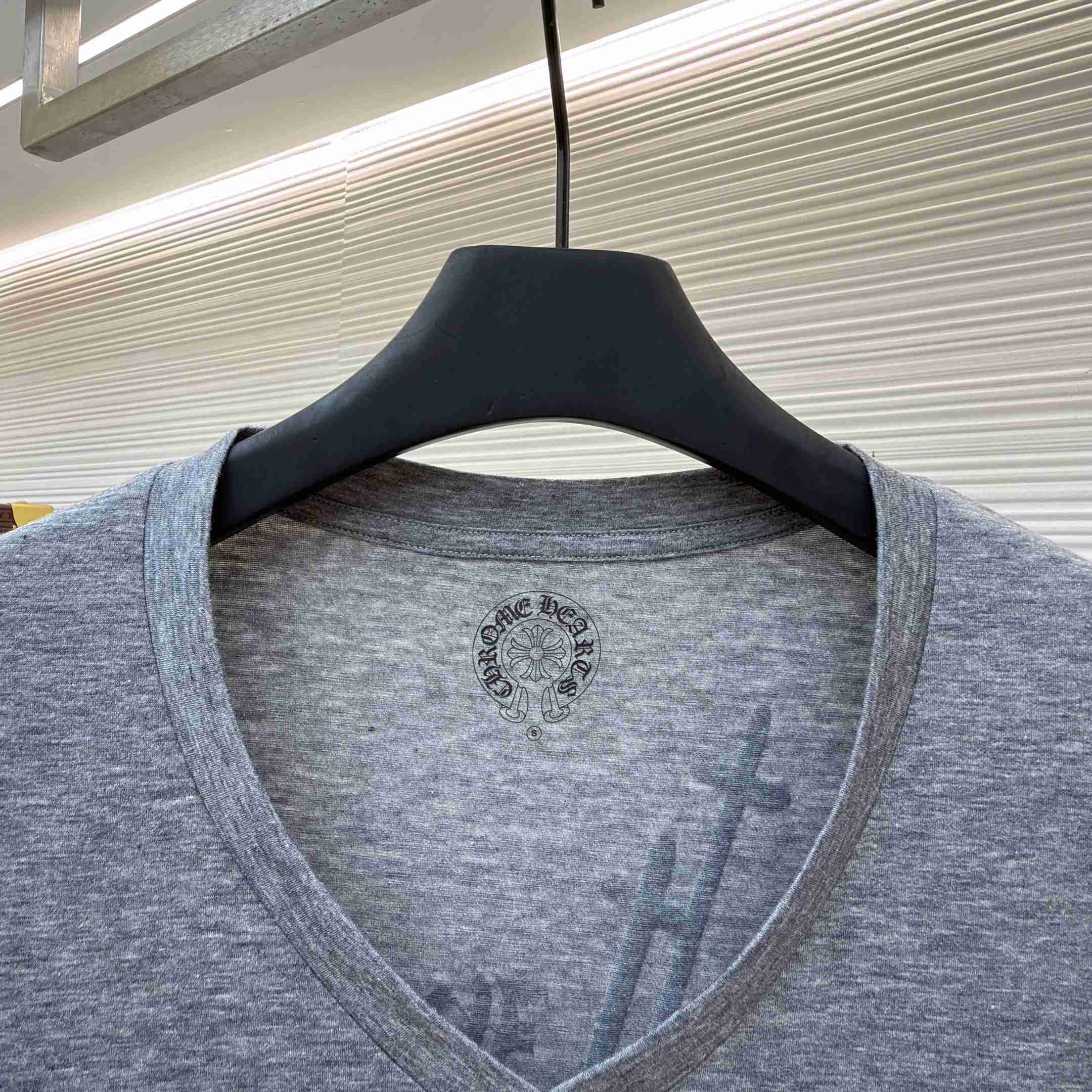 Chrome Hearts V Neck  T-Shirt 'Grey' - FashionPlug