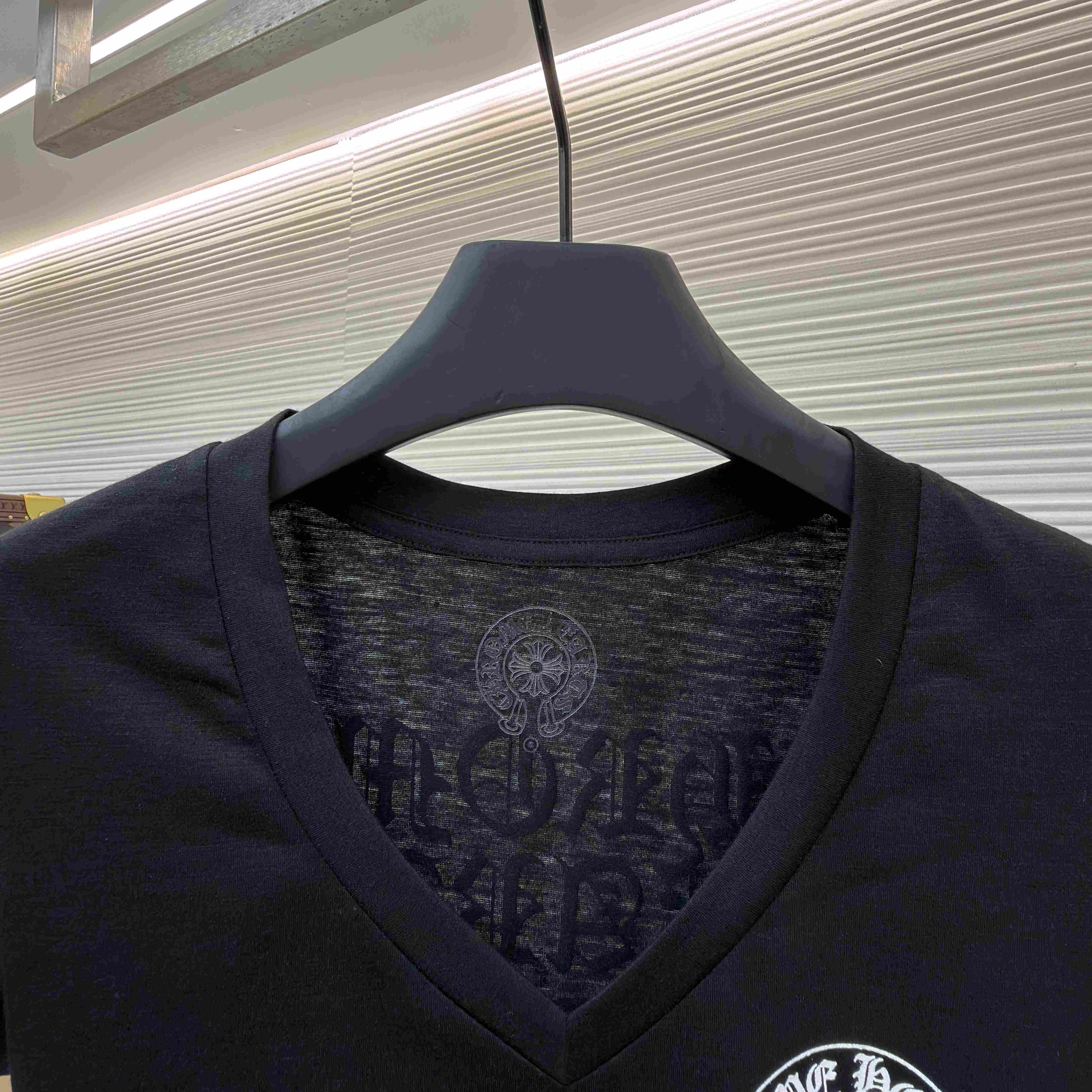 Chrome Hearts V-Neck T-Shirt 'Black' - FashionPlug