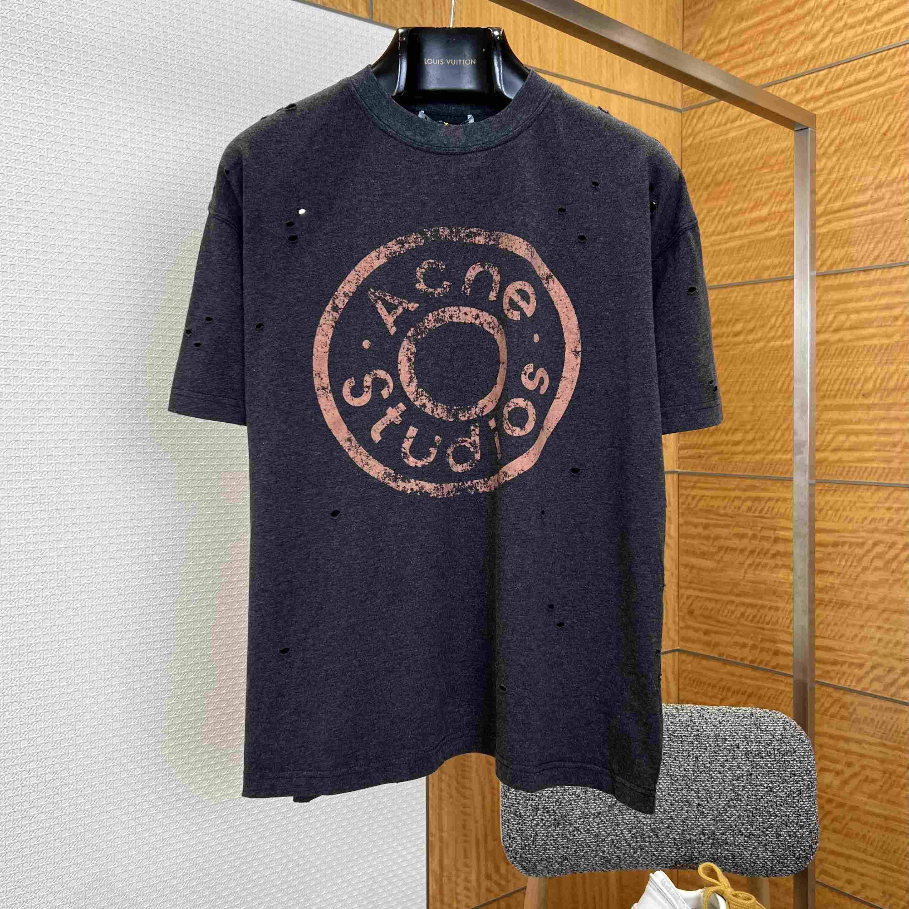 Acne Studios Distressed Logo T-shirt - FashionPlug