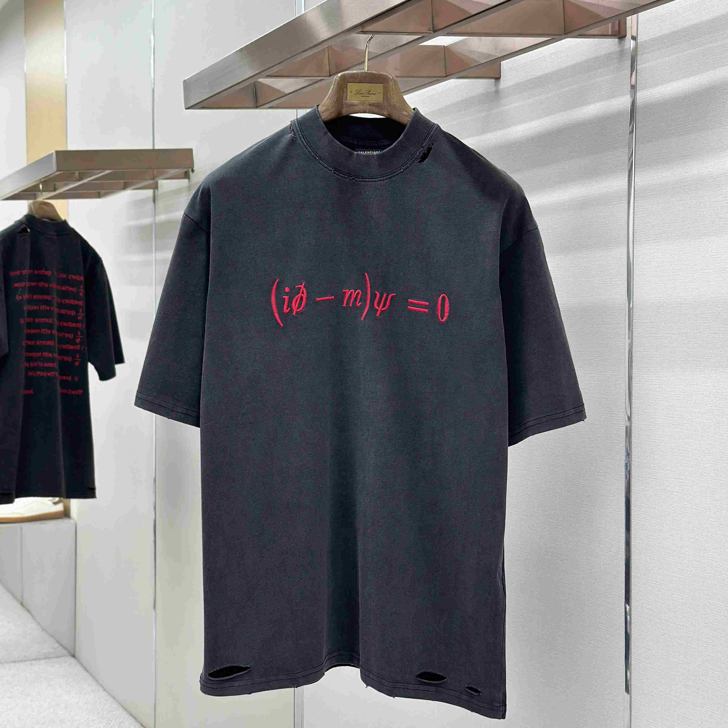 Balenciaga  Dirac Equation Oversized T-shirt In Washed Black/red - FashionPlug