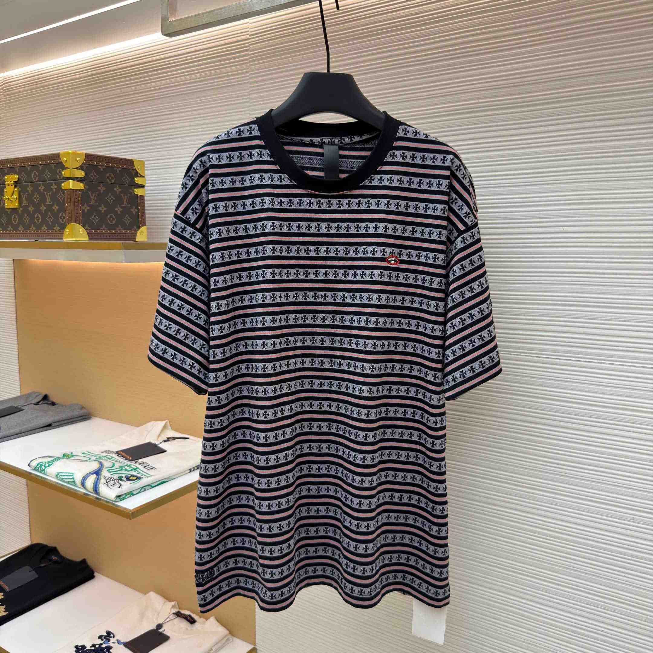 Chrome Hearts Stripe Logo Tee  - FashionPlug