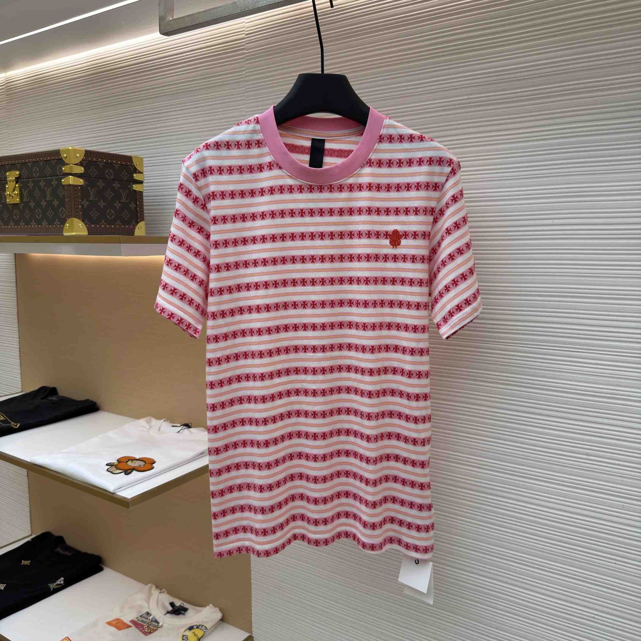 Chrome Hearts Stripe Logo Tee  - FashionPlug
