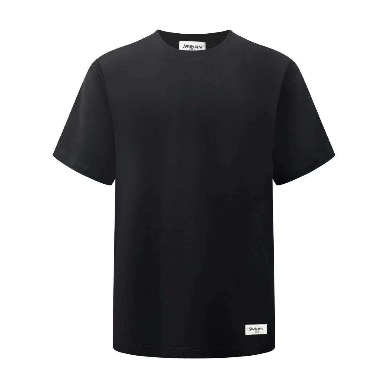 Saint Laurent Cotton-Blend Logo-Patch T-Shirt - FashionPlug