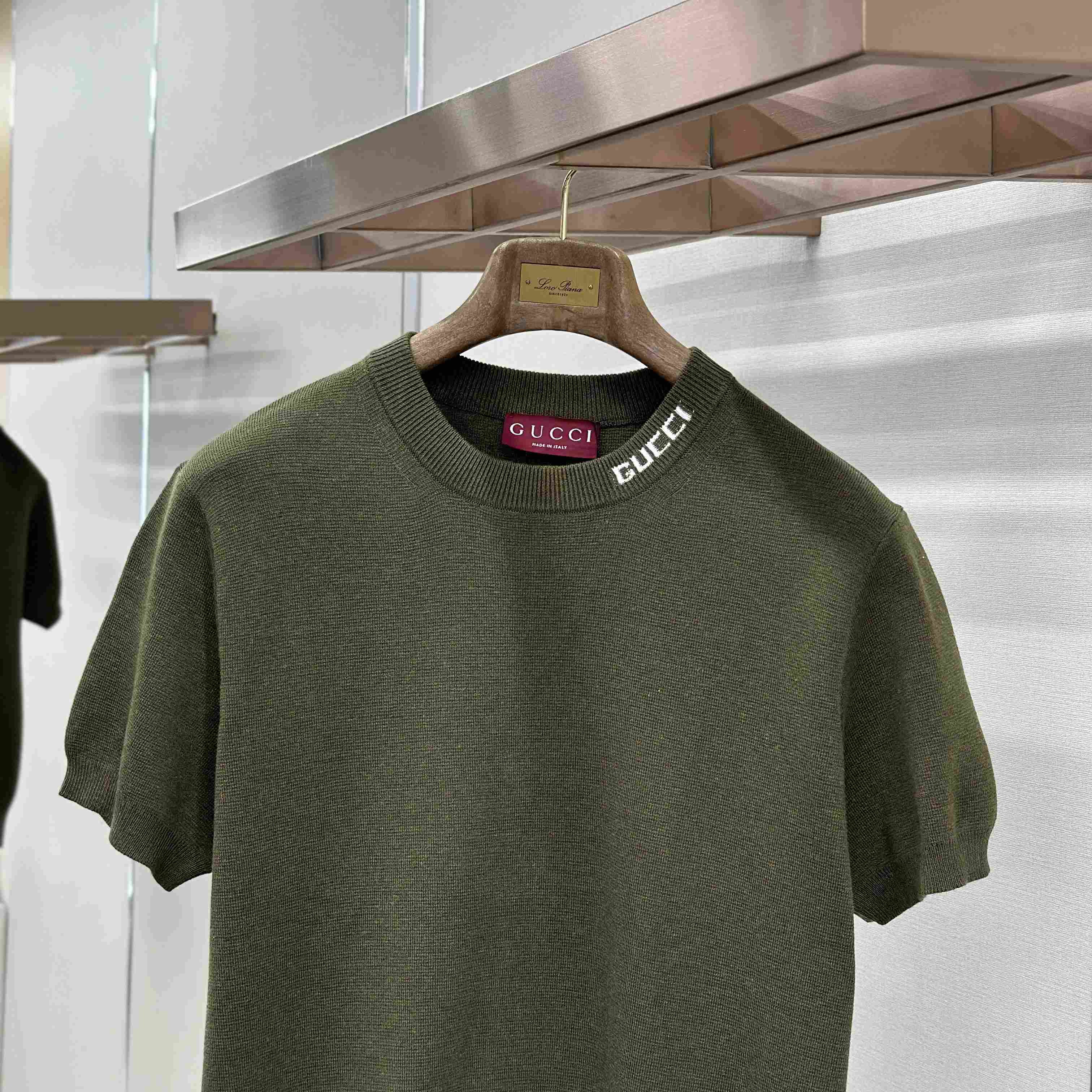Gucci Silk Cotton Knit T-shirt With Intarsia - FashionPlug