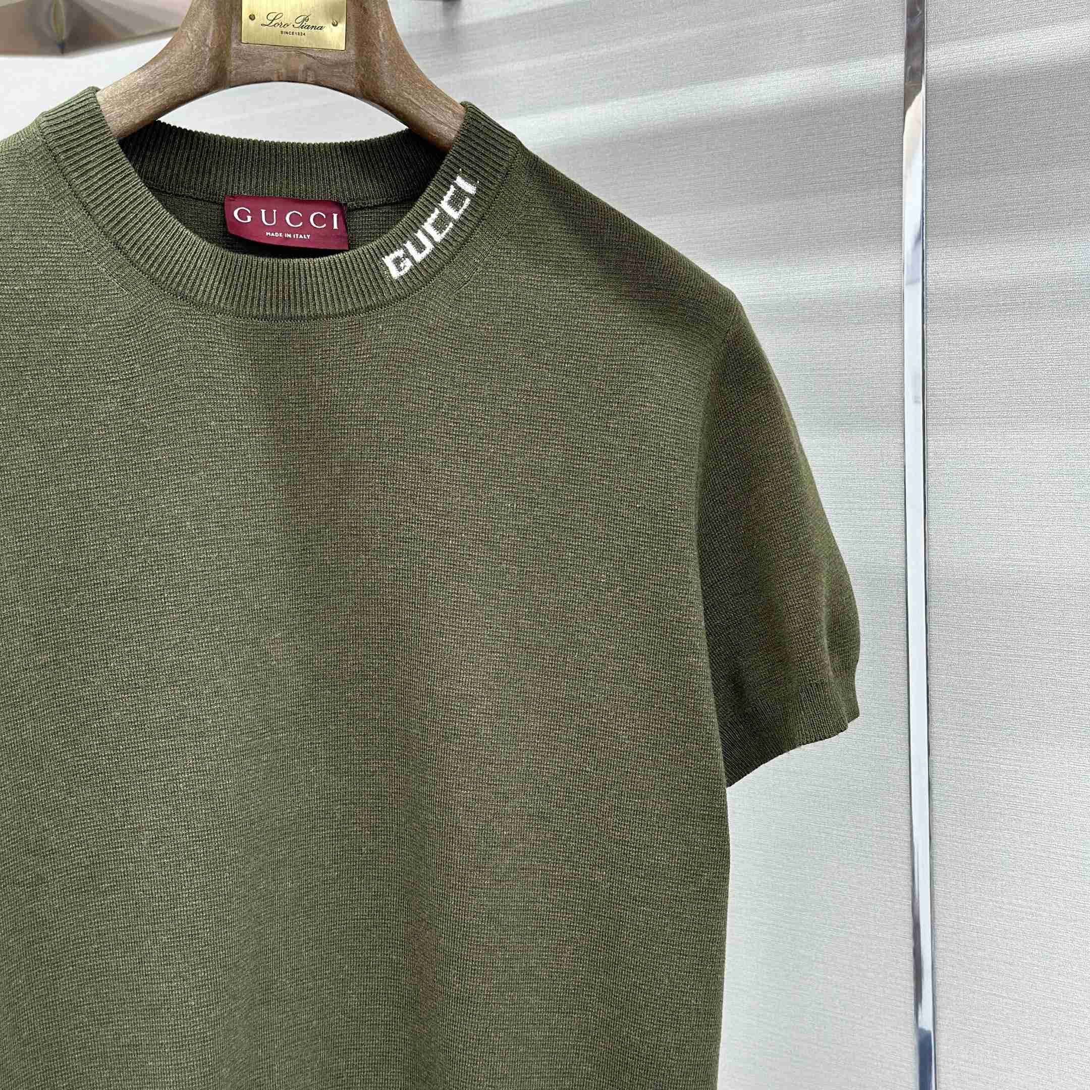 Gucci Silk Cotton Knit T-shirt With Intarsia - FashionPlug
