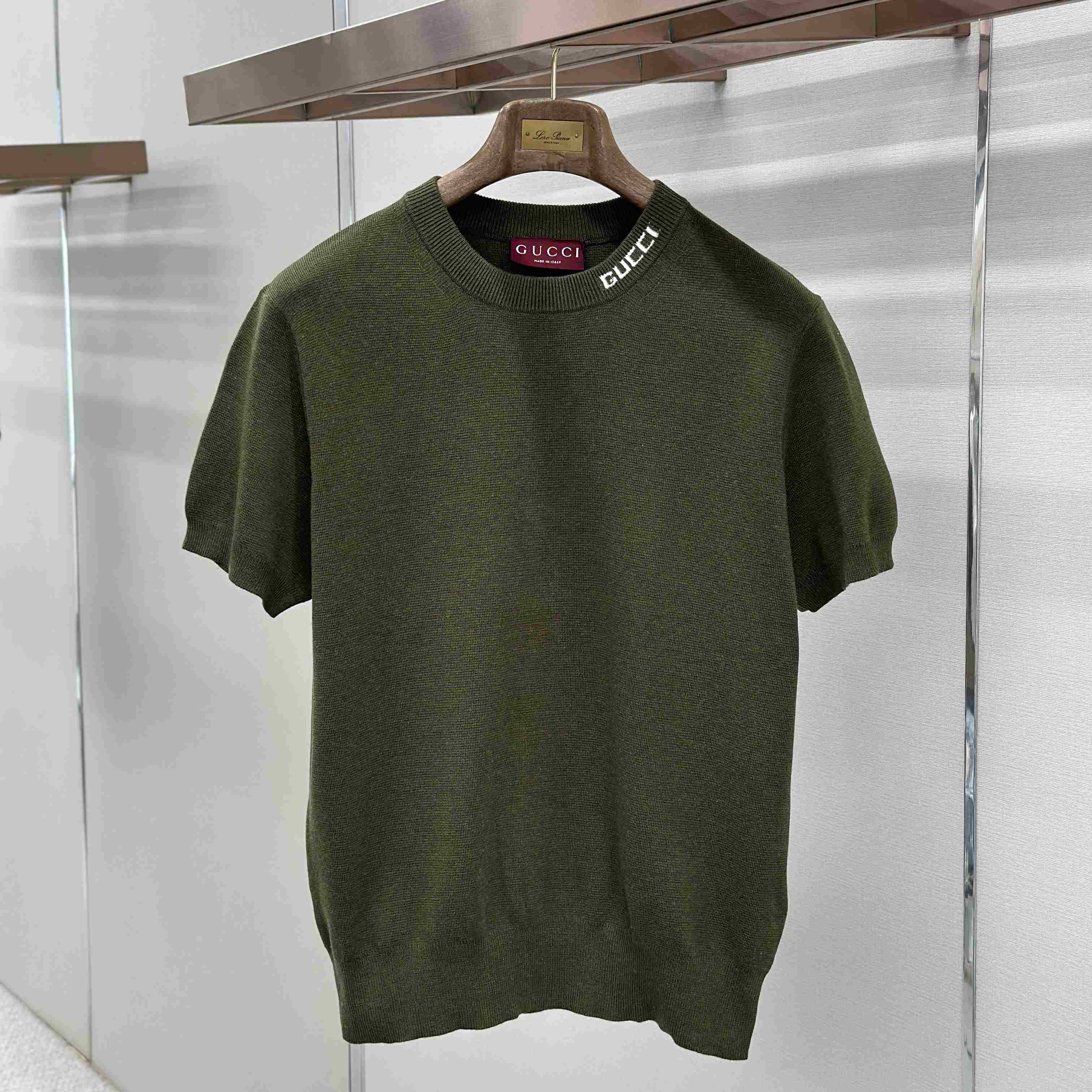Gucci Silk Cotton Knit T-shirt With Intarsia - FashionPlug