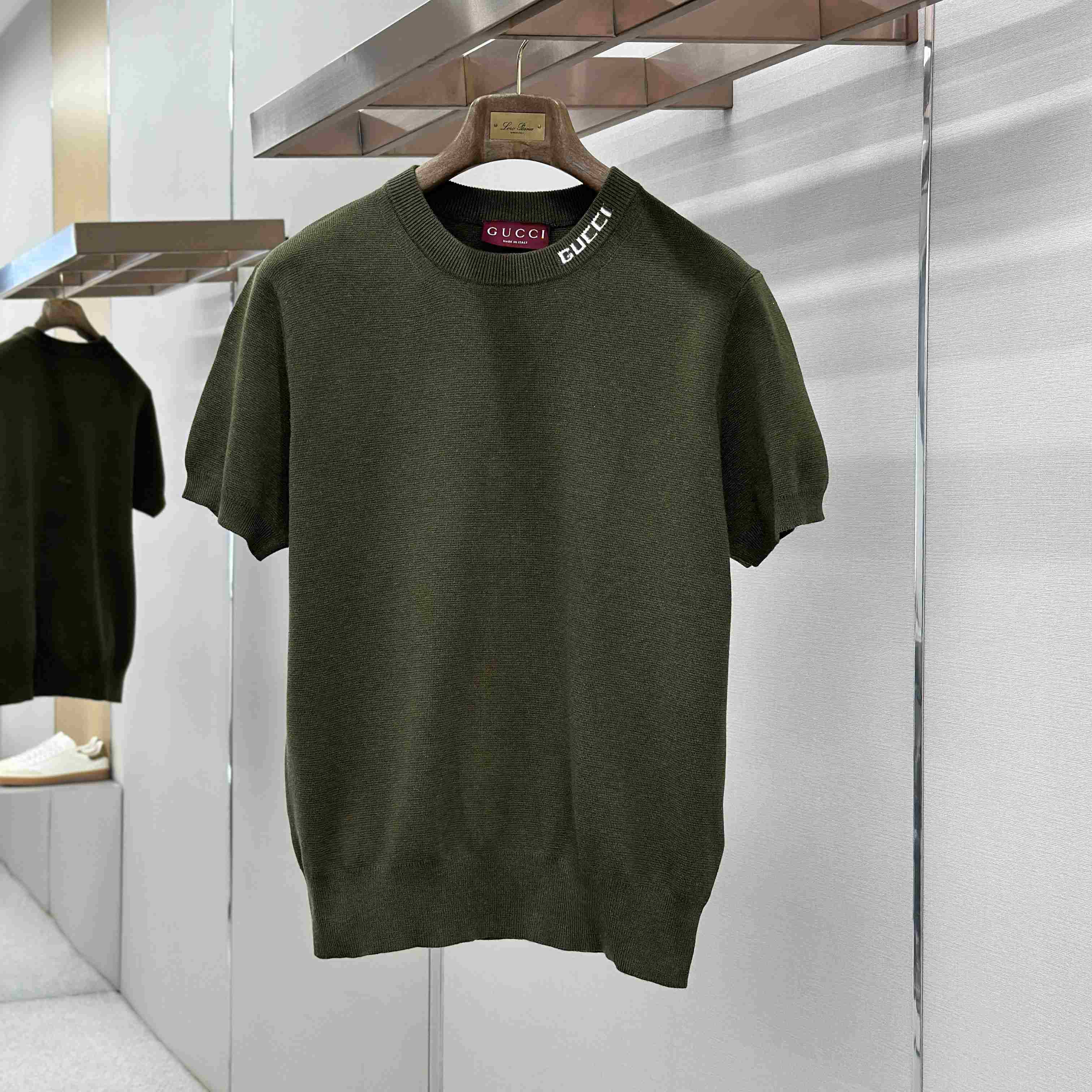 Gucci Silk Cotton Knit T-shirt With Intarsia - FashionPlug