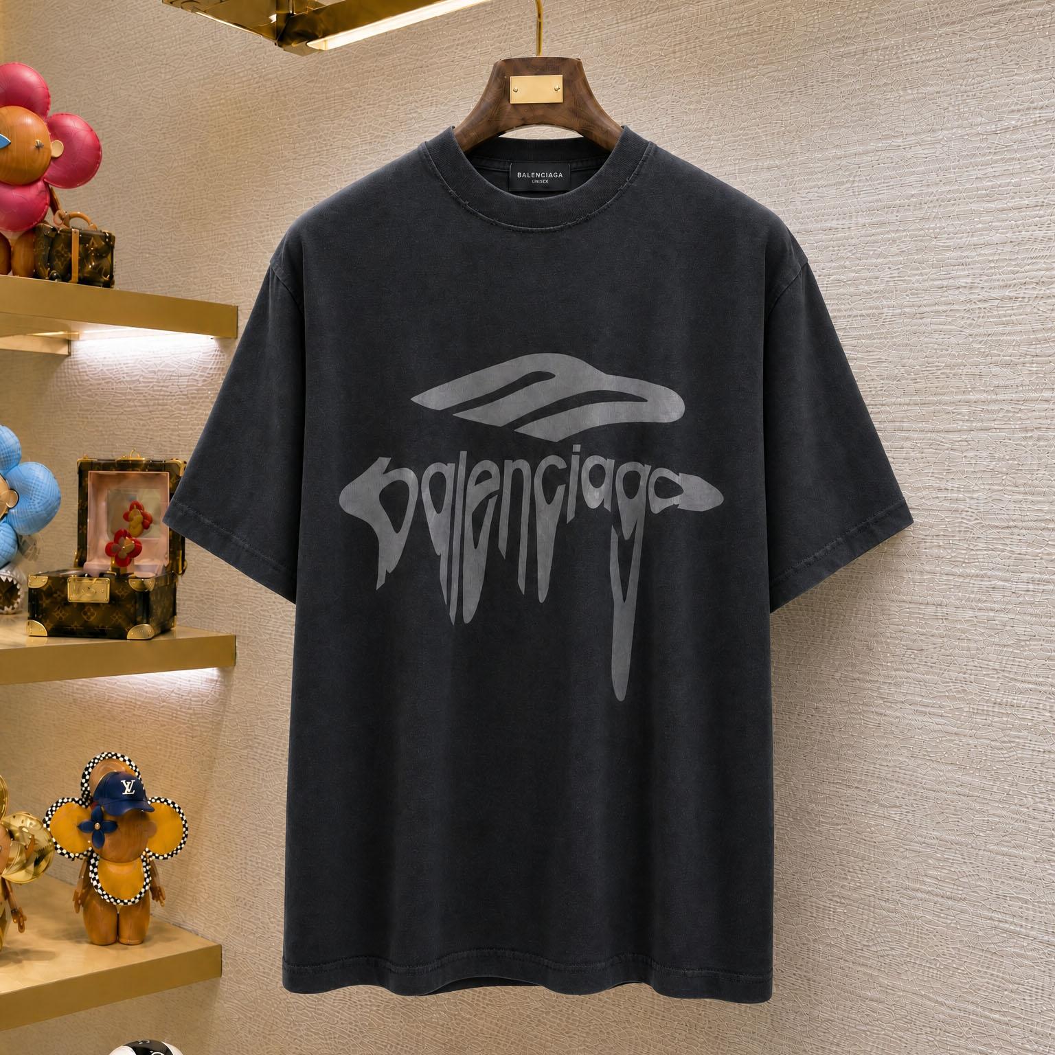 Balenciaga 3B Liquefied T-Shirt 'Faded Black/Anthracite' - FashionPlug