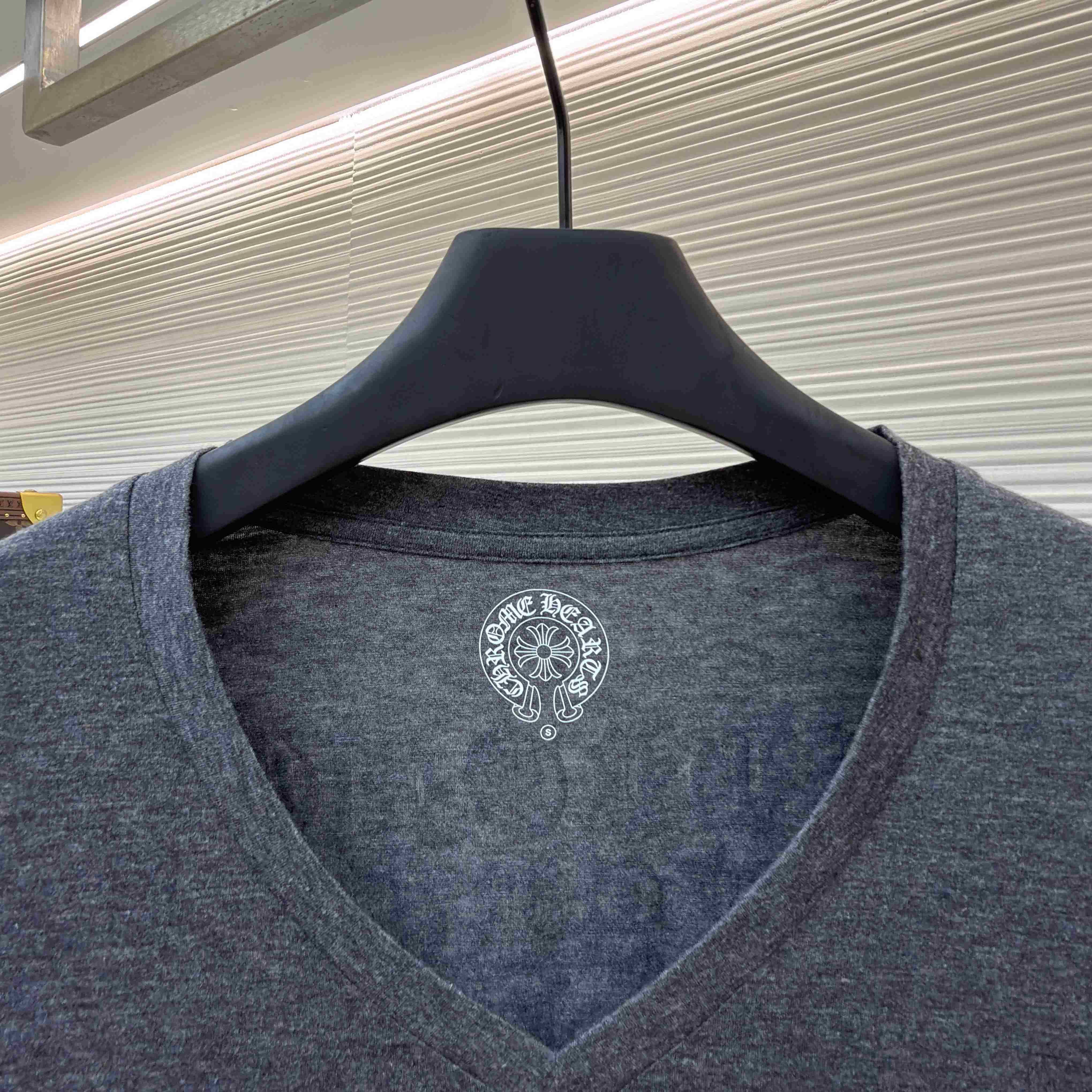 Chrome Hearts V-Neck T-Shirt 'Grey' - FashionPlug