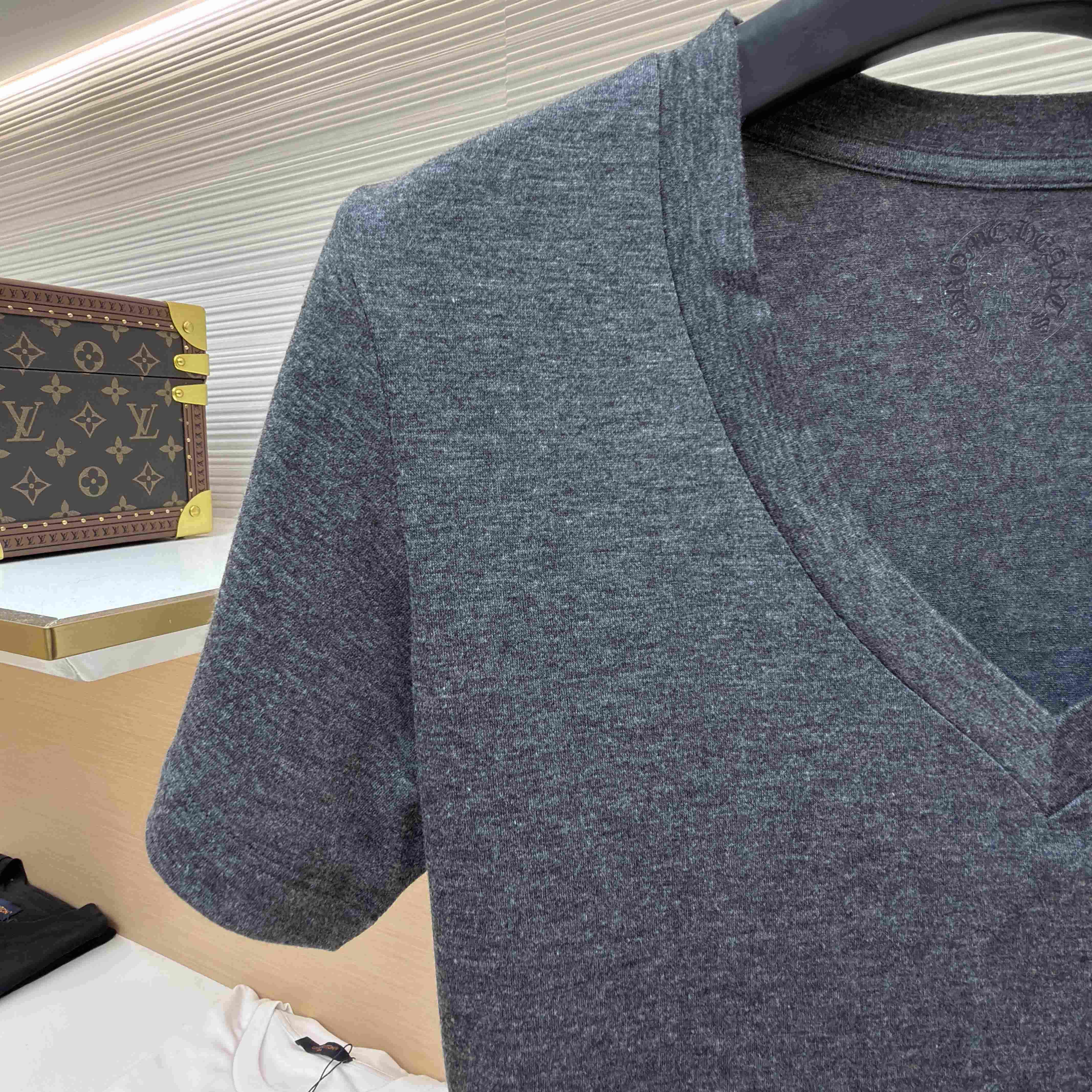 Chrome Hearts V-Neck T-Shirt 'Grey' - FashionPlug