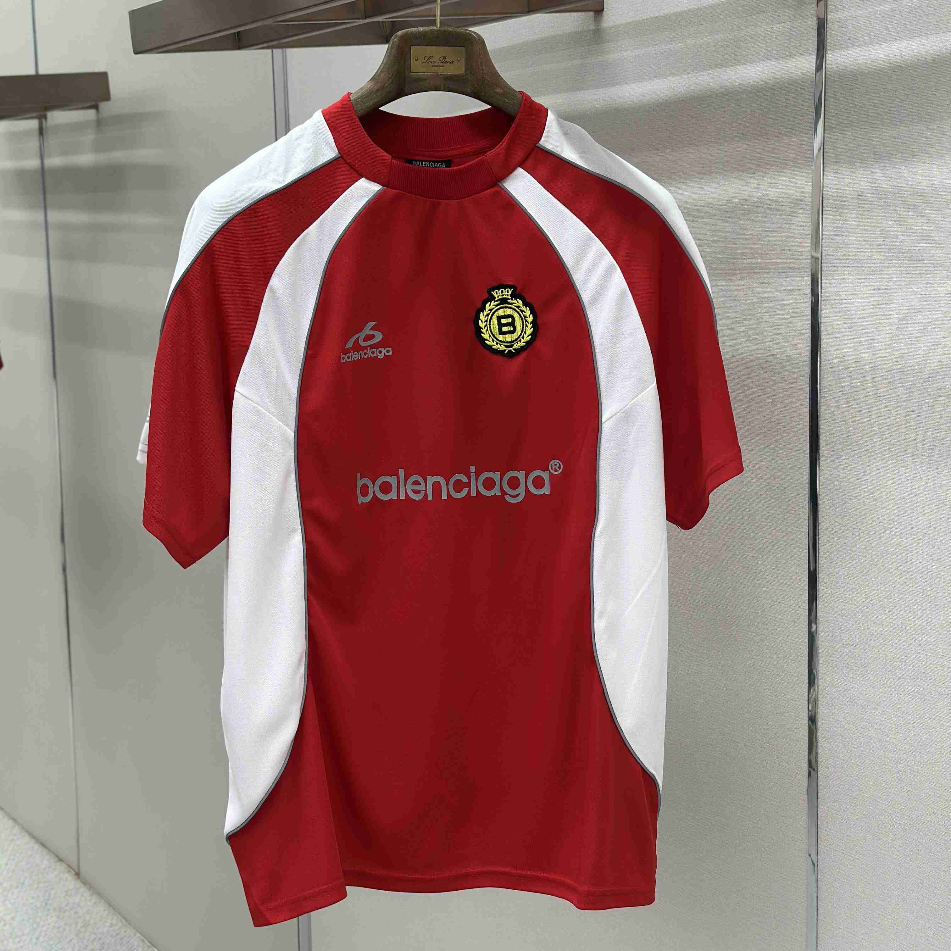 Balenciaga Soccer Oversized T-shirt In Red - FashionPlug