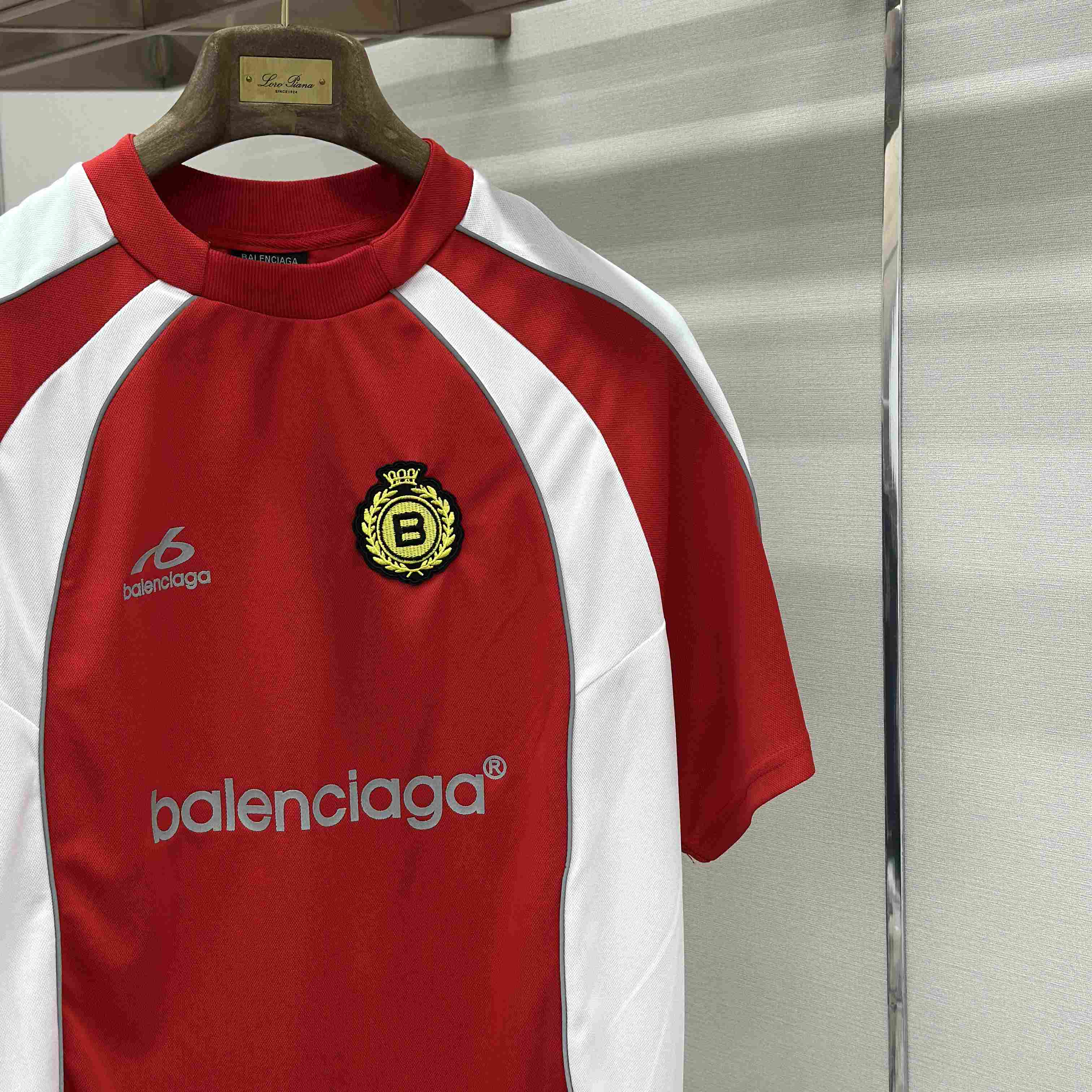 Balenciaga Soccer Oversized T-shirt In Red - FashionPlug