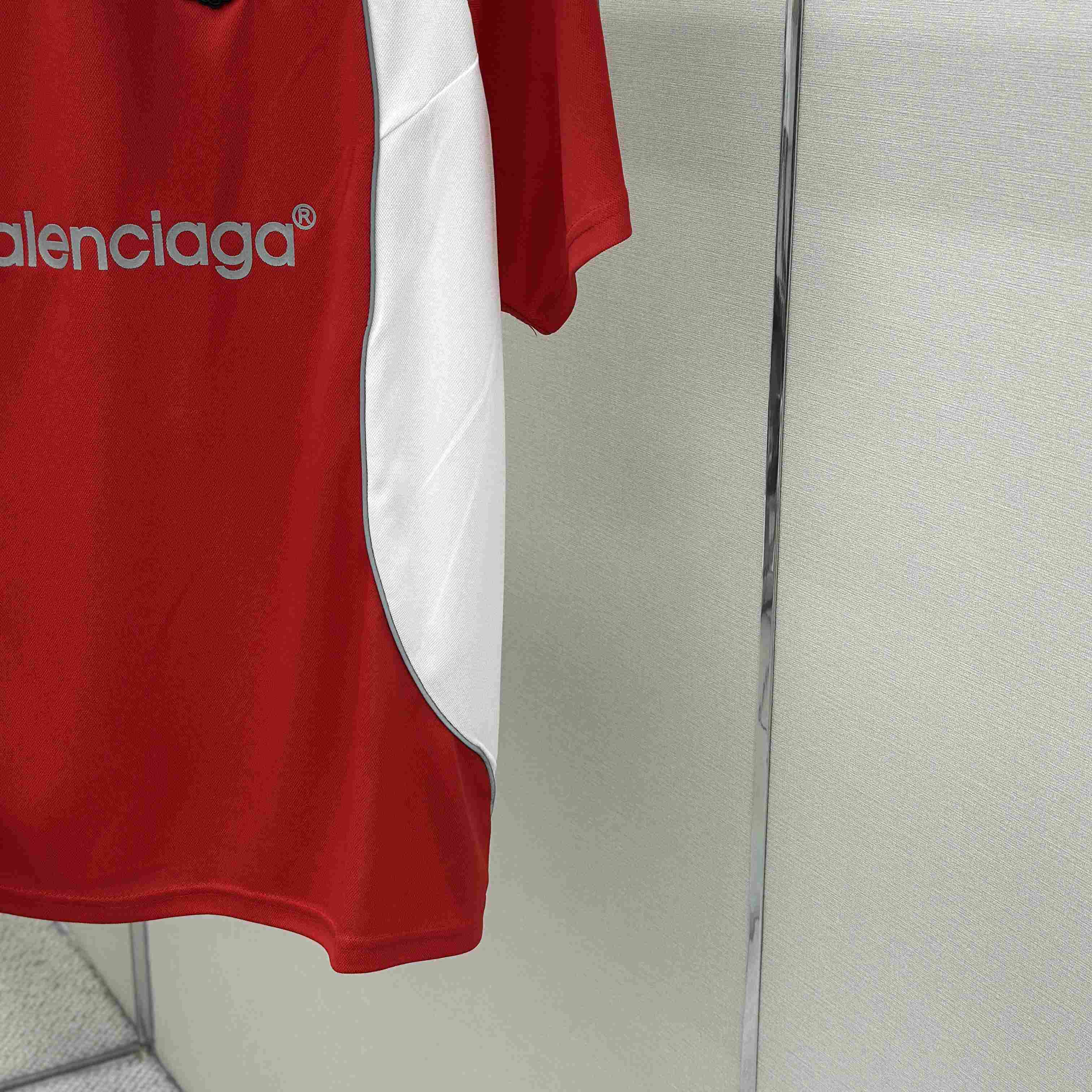 Balenciaga Soccer Oversized T-shirt In Red - FashionPlug