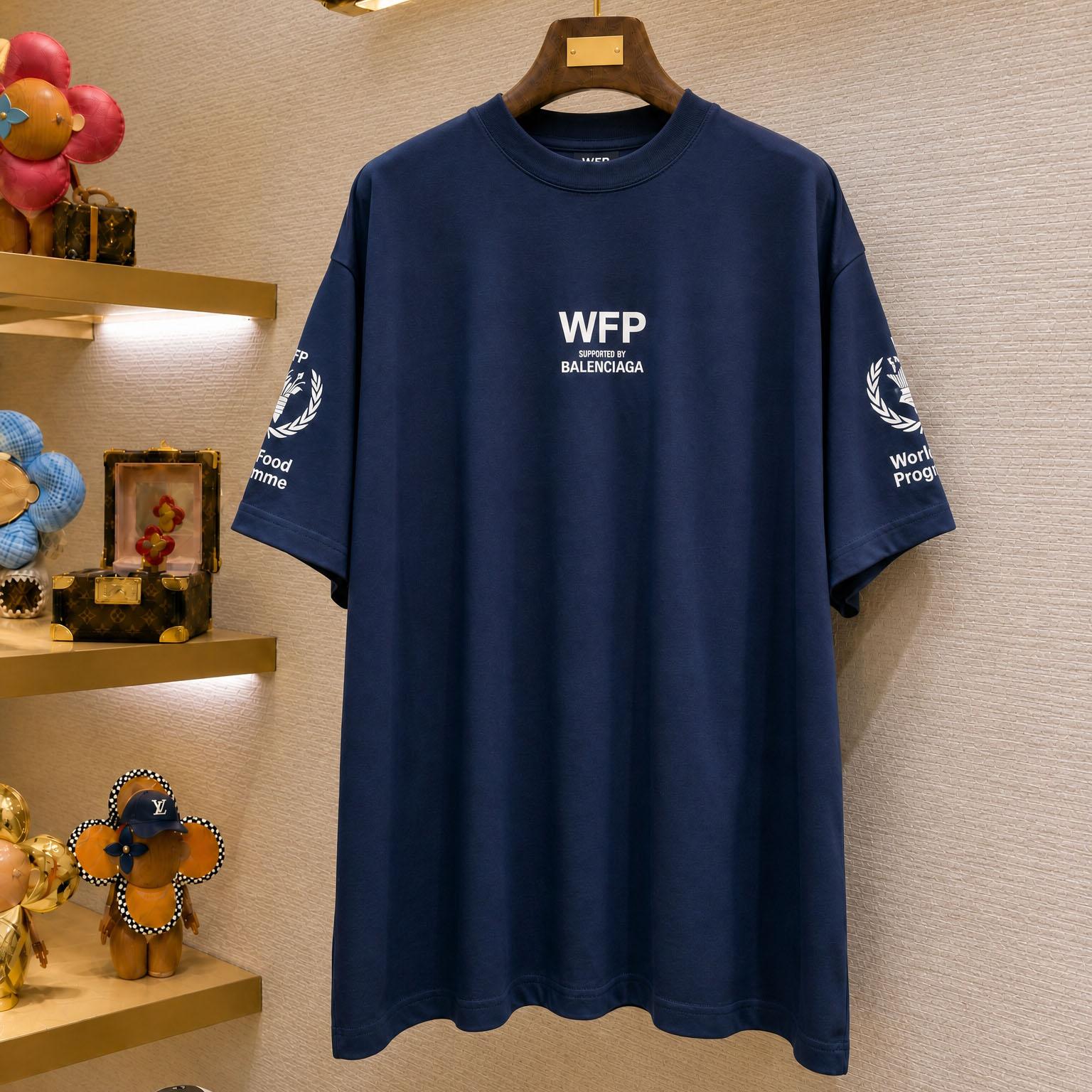 Balenciaga Wfp Medium Fit T-shirt In Navy - FashionPlug