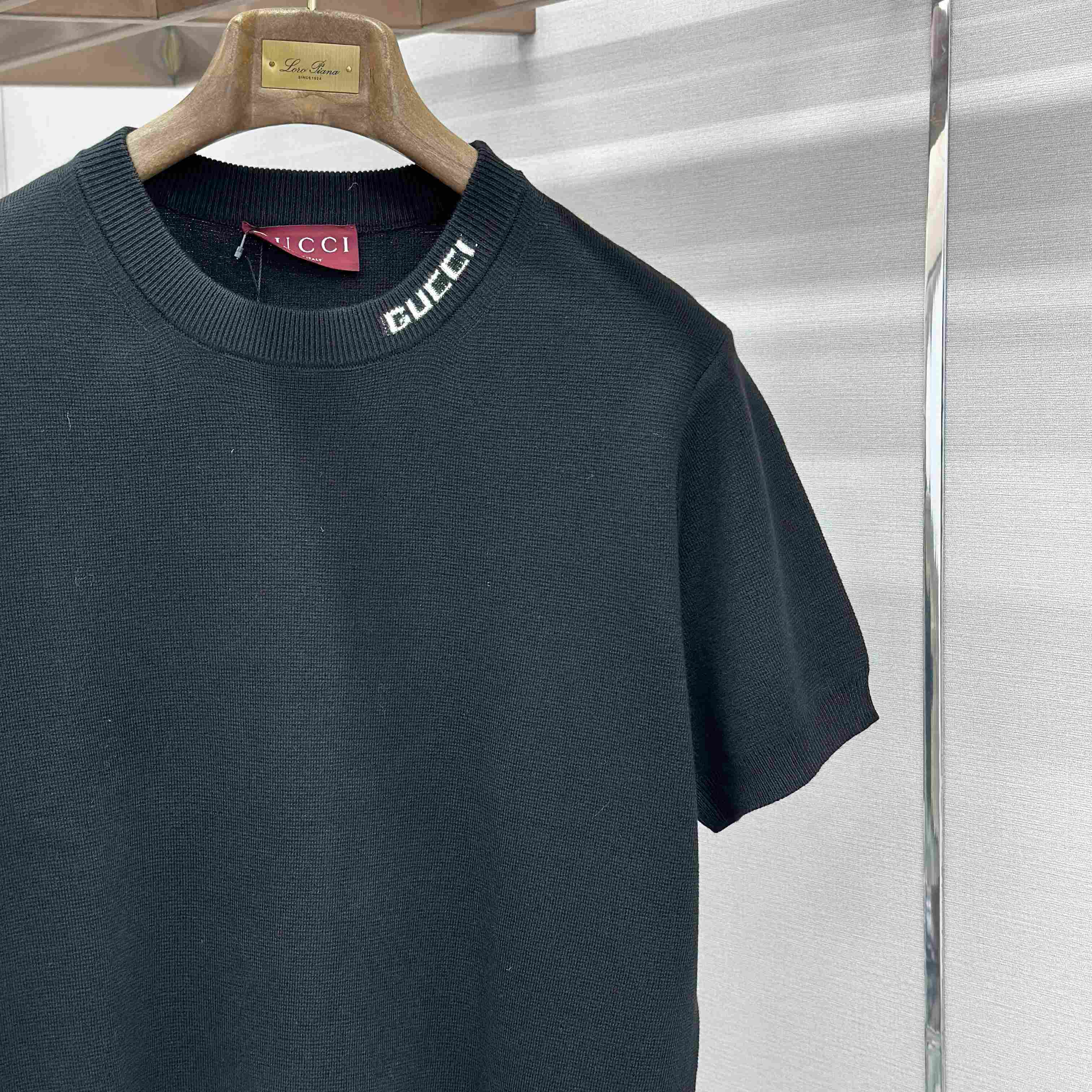 Gucci Silk Cotton Knit T-shirt With Intarsia - FashionPlug