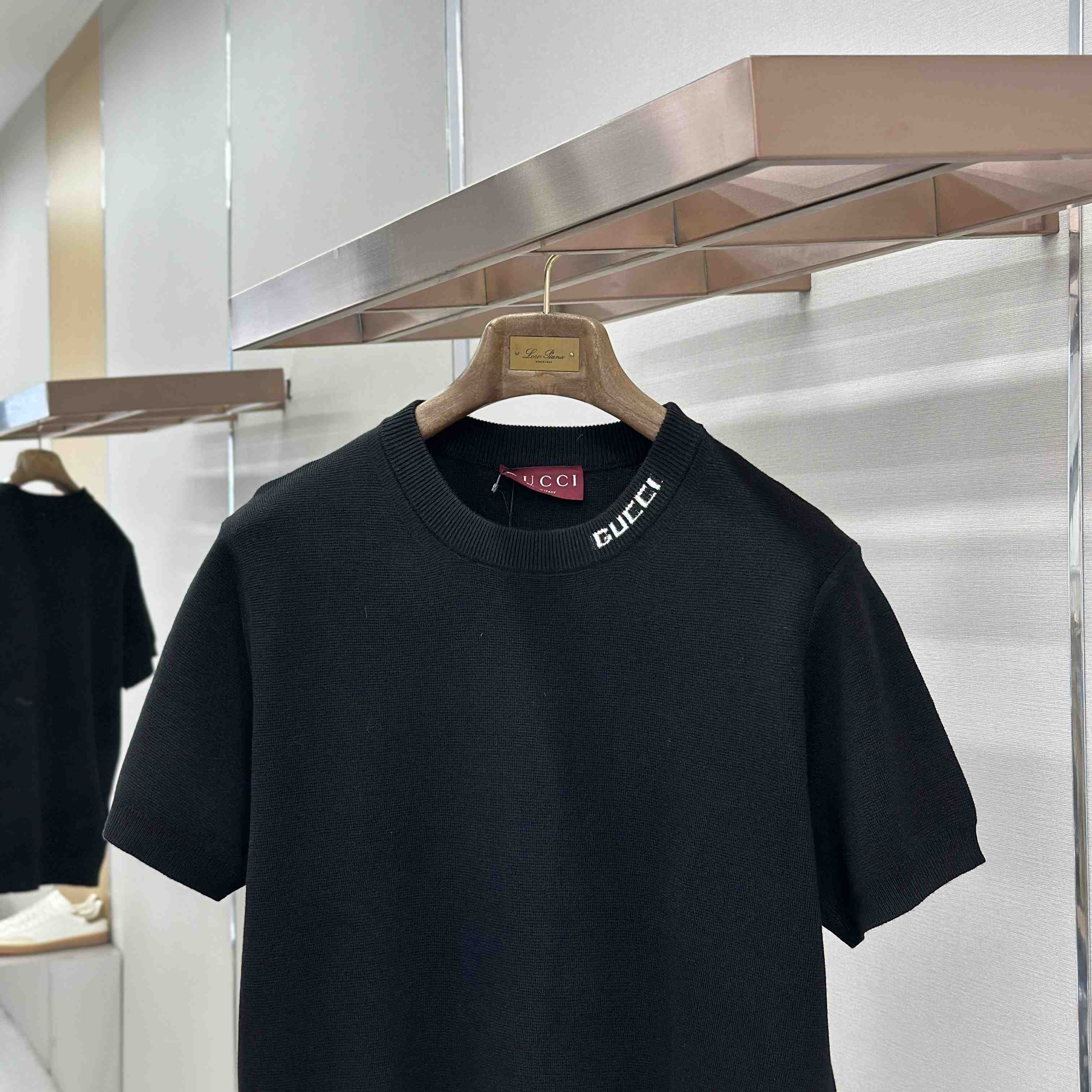 Gucci Silk Cotton Knit T-shirt With Intarsia - FashionPlug