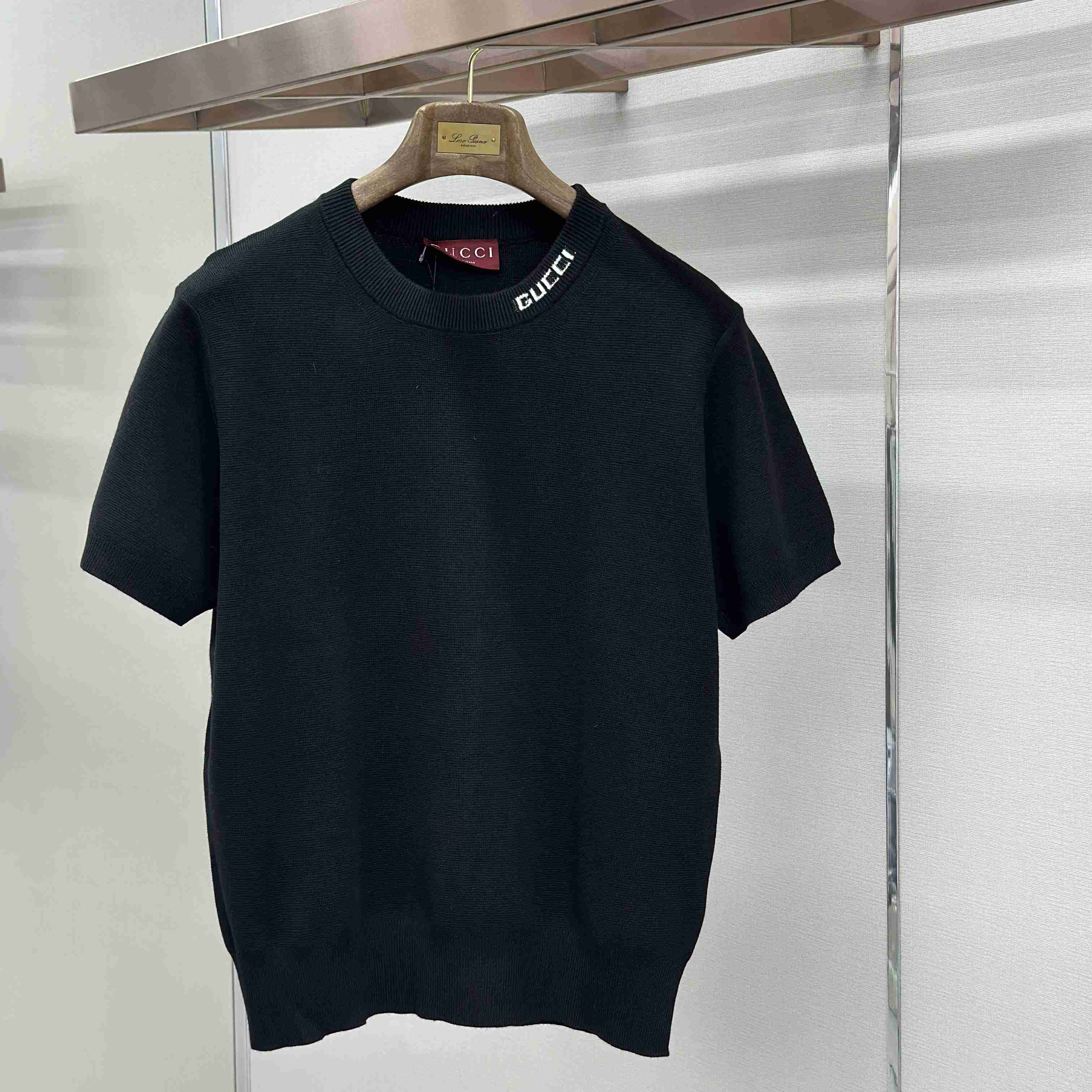 Gucci Silk Cotton Knit T-shirt With Intarsia - FashionPlug
