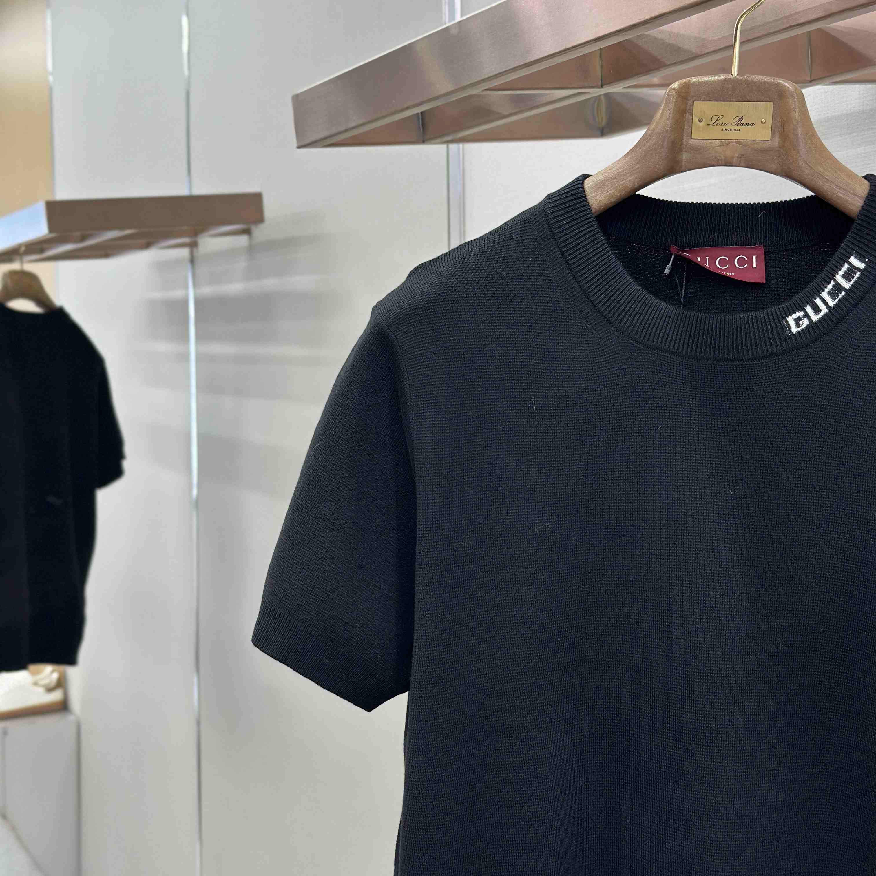Gucci Silk Cotton Knit T-shirt With Intarsia - FashionPlug