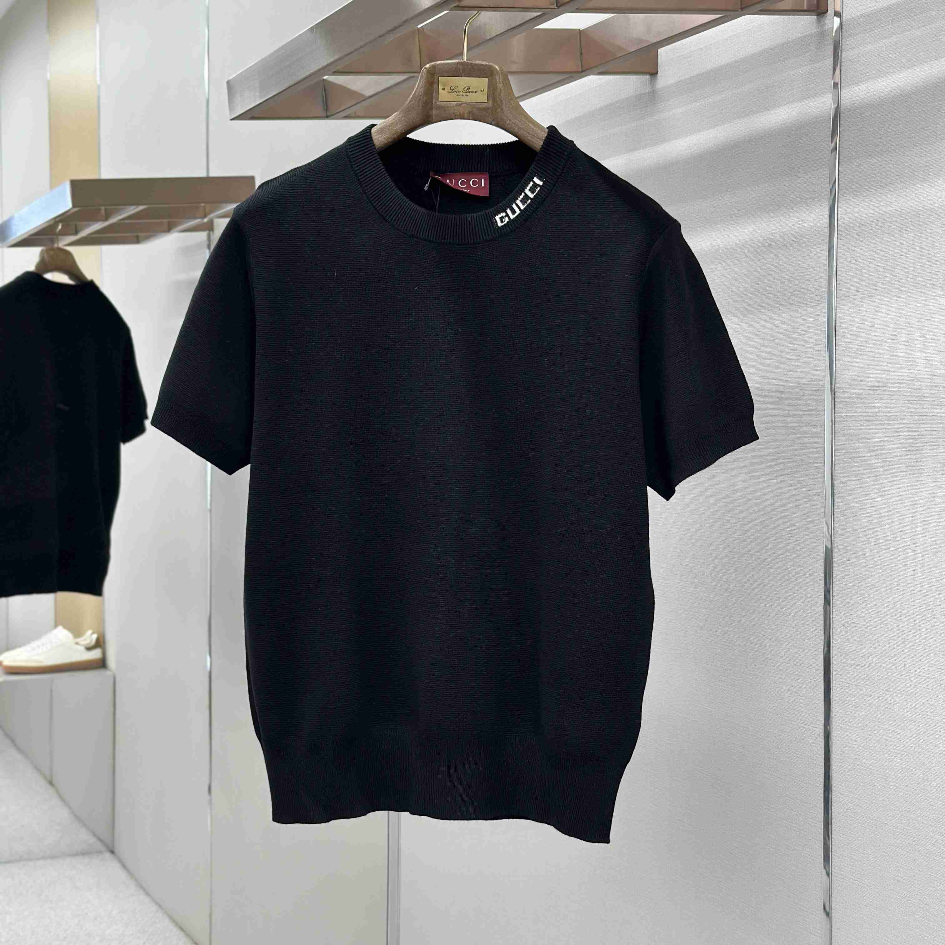 Gucci Silk Cotton Knit T-shirt With Intarsia - FashionPlug